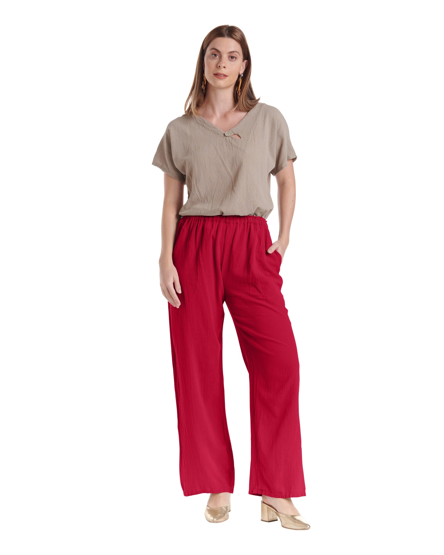 Basic Cotton Gauze Pants-Oh My Gauze