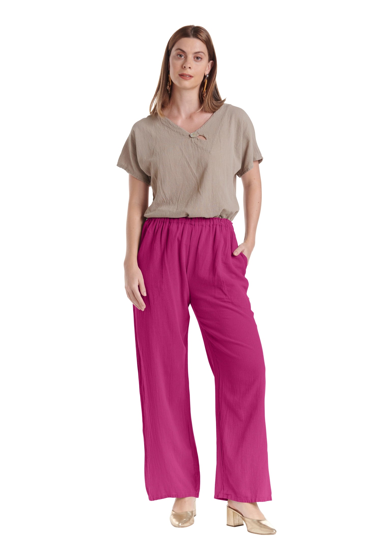 Basic Cotton Gauze Pants-Oh My Gauze