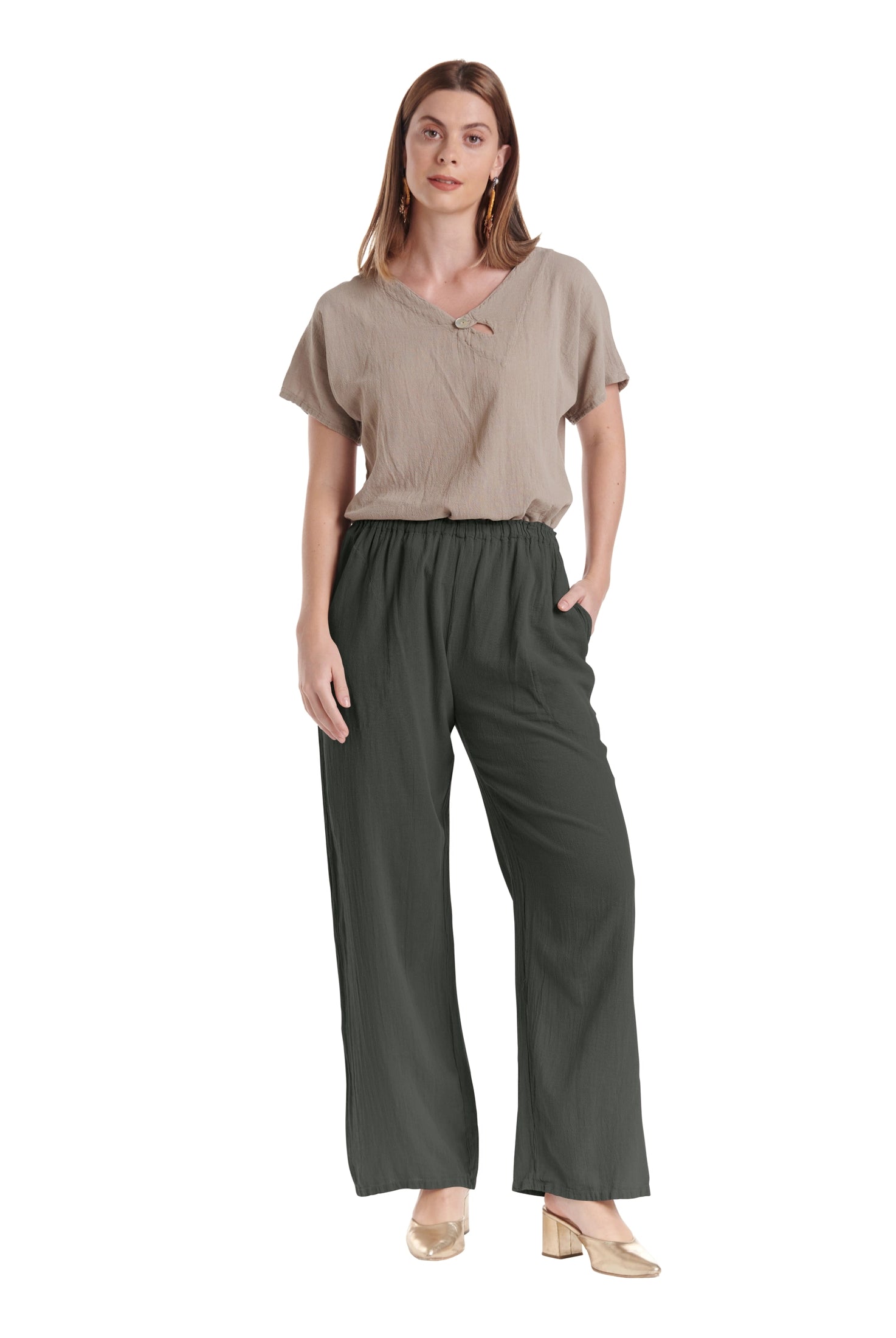 Basic Cotton Gauze Pants-Oh My Gauze