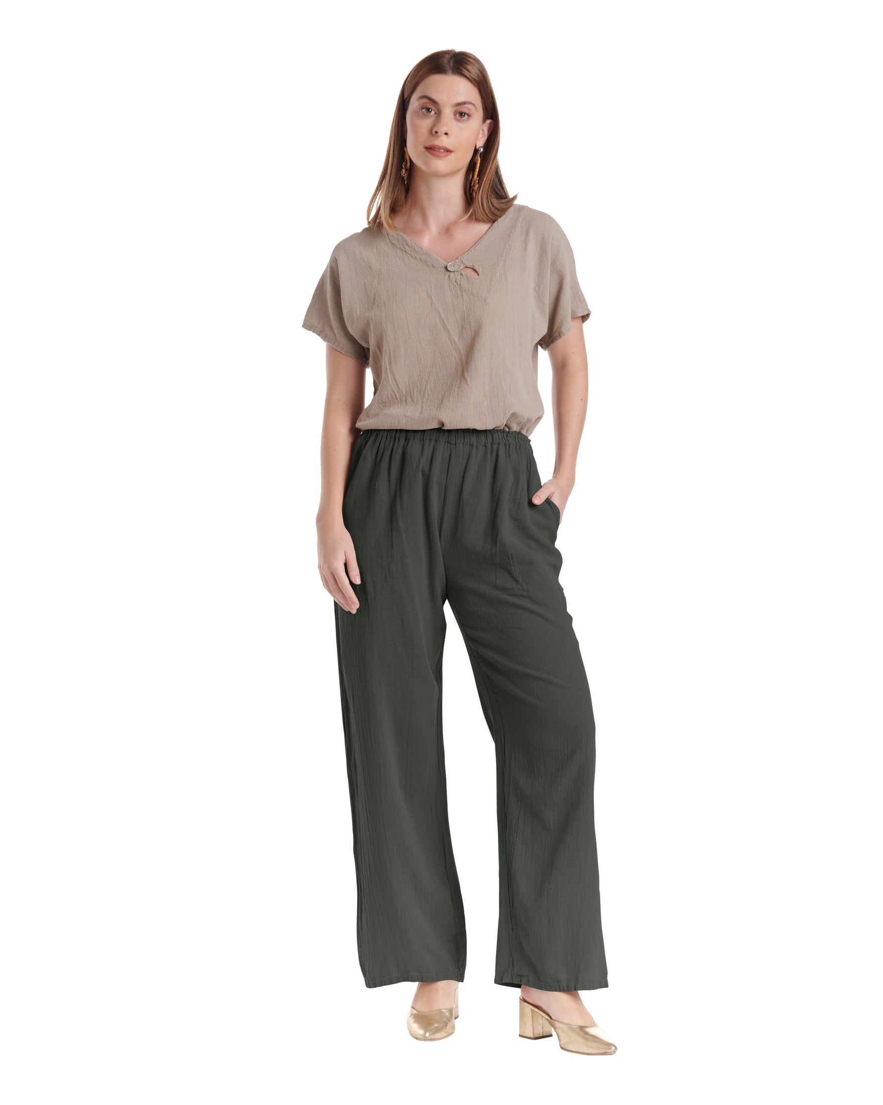 Basic Cotton Gauze Pants-Oh My Gauze
