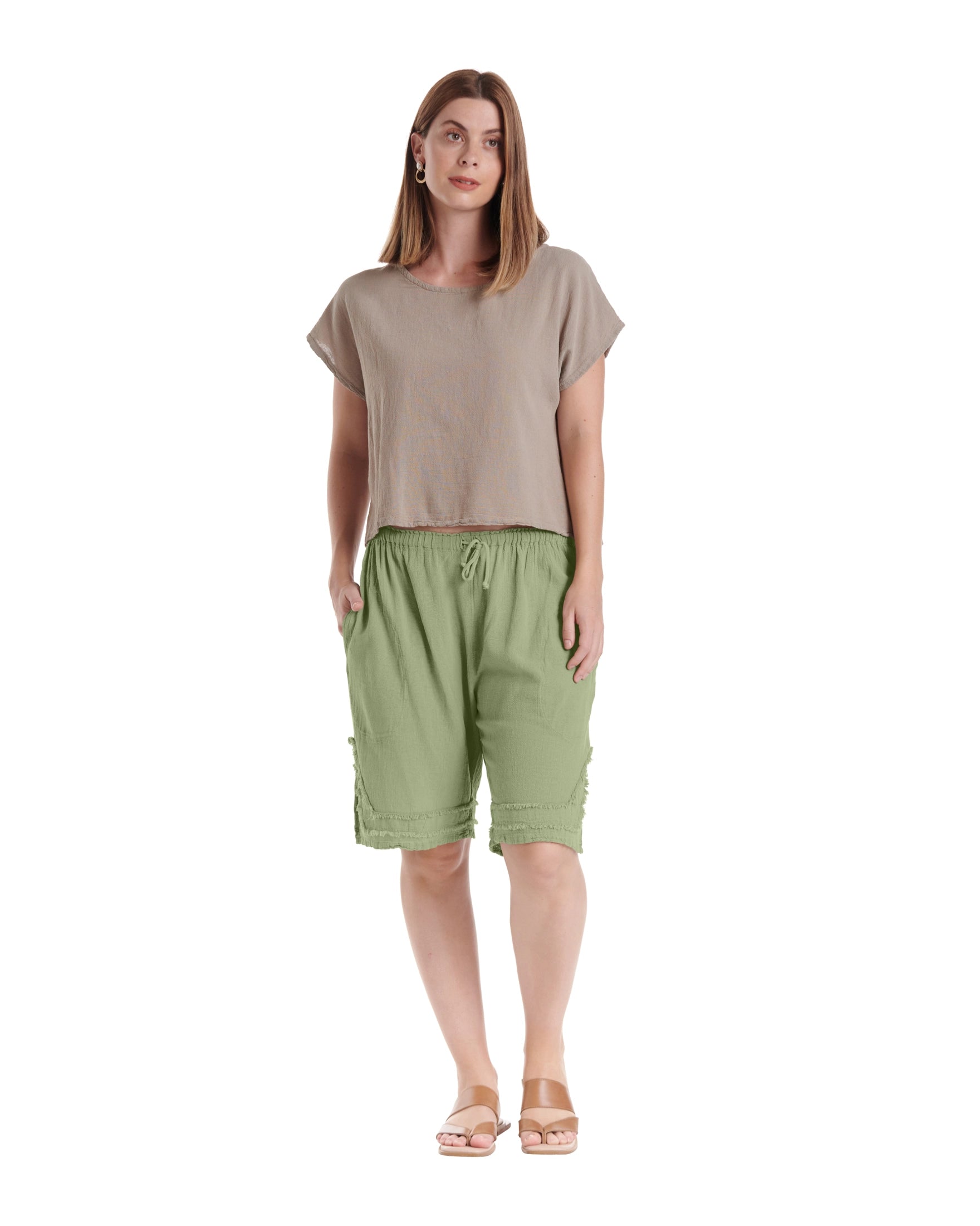 Bermuda Cotton Gauze Shorts-Oh My Gauze