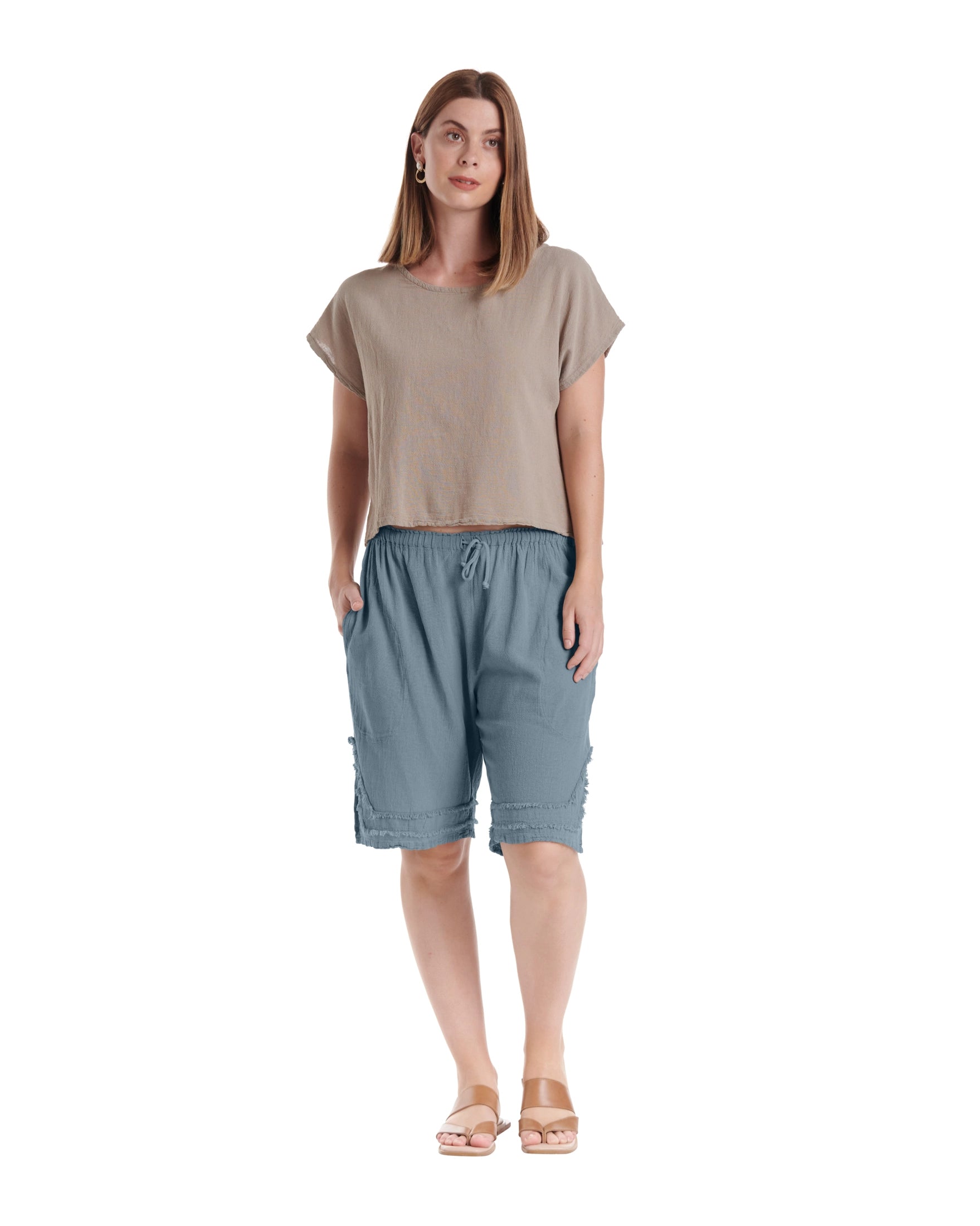 Bermuda Cotton Gauze Shorts-Oh My Gauze