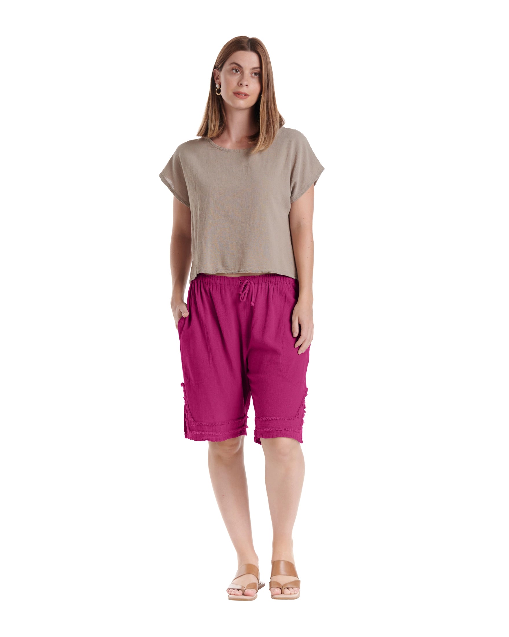 Bermuda Cotton Gauze Shorts-Oh My Gauze