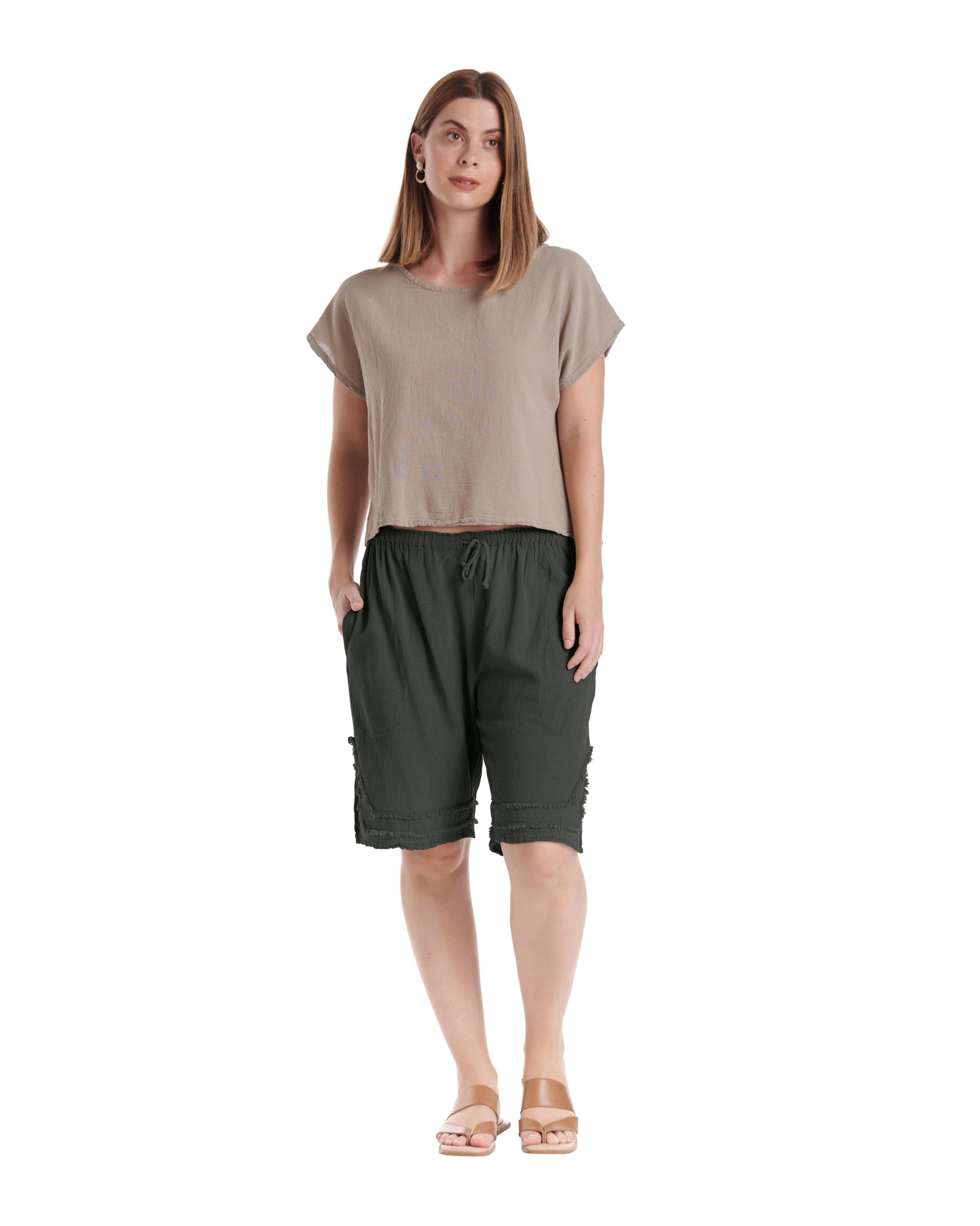Bermuda Cotton Gauze Shorts-Oh My Gauze
