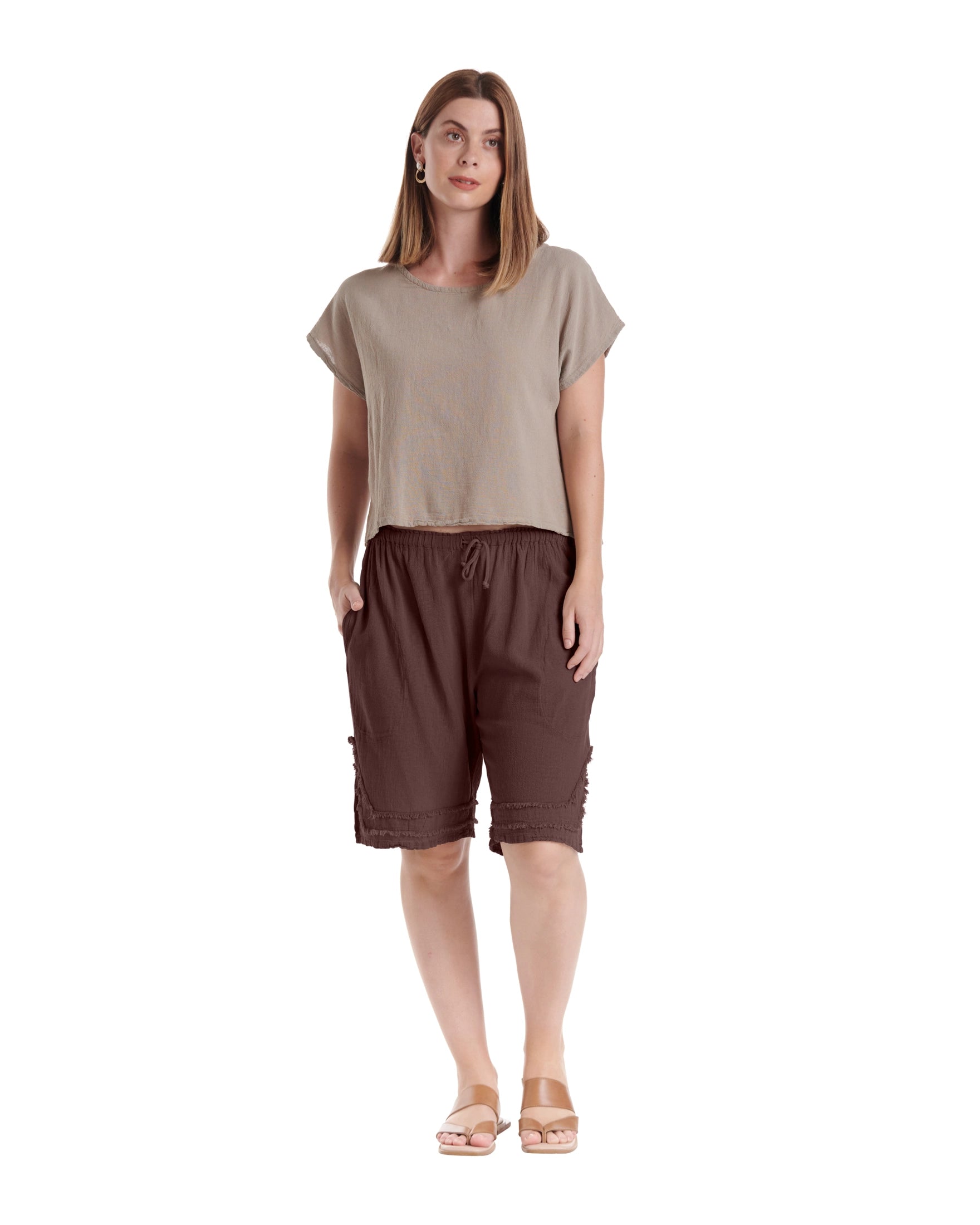 Bermuda Cotton Gauze Shorts-Oh My Gauze