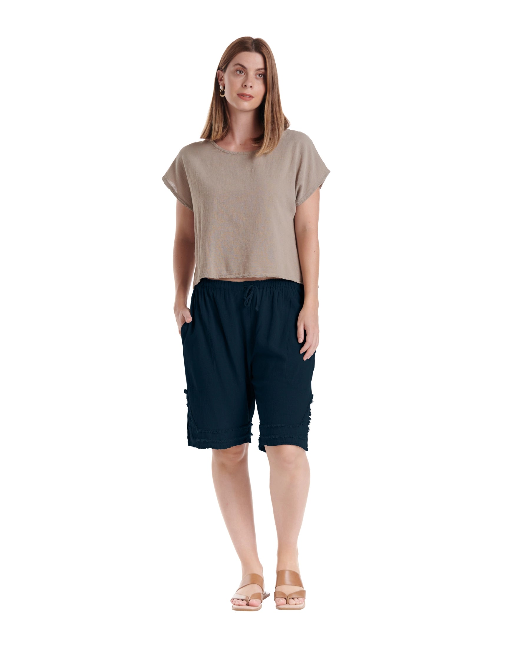 Bermuda Cotton Gauze Shorts-Oh My Gauze