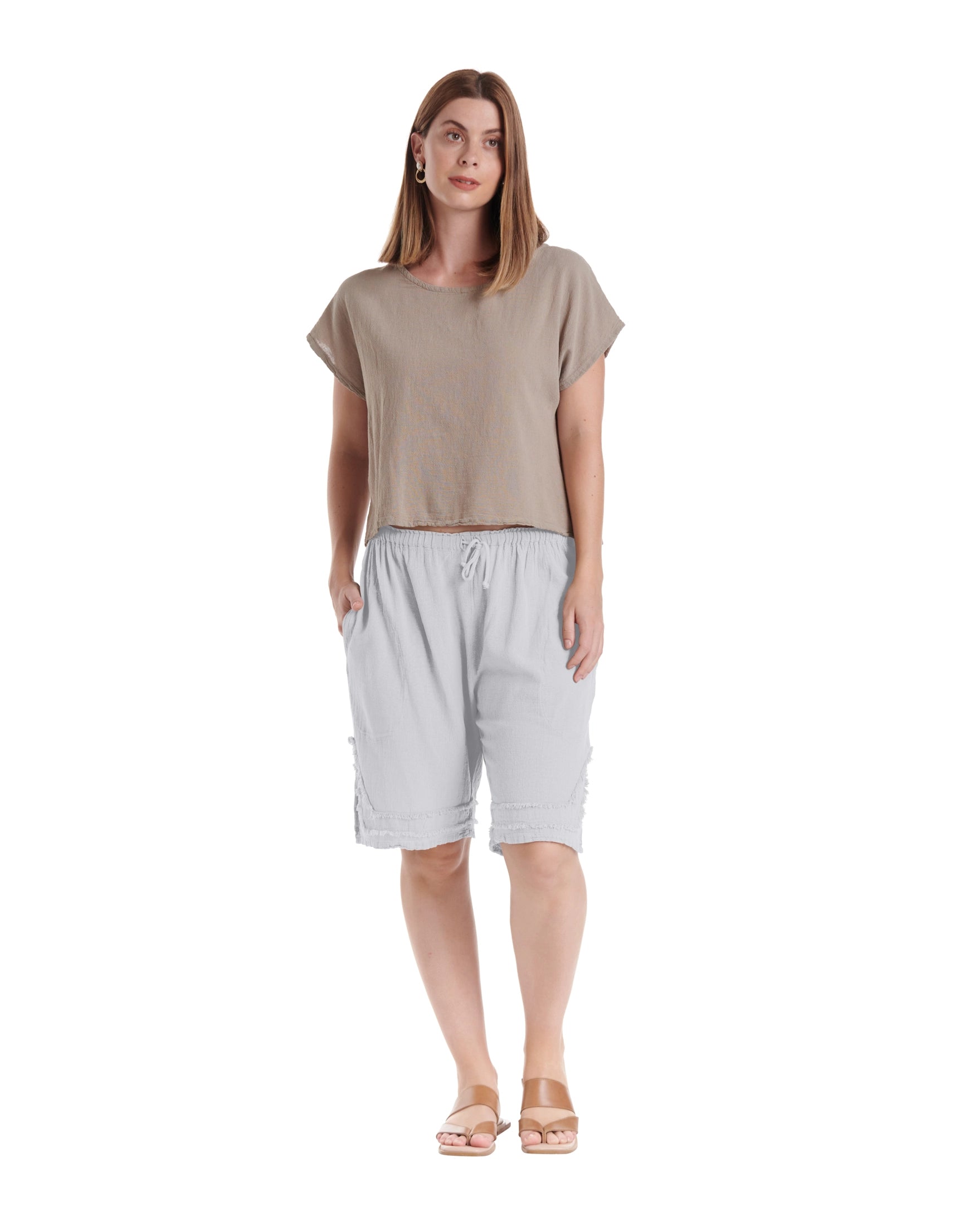 Bermuda Cotton Gauze Shorts – New Arrival-Oh My Gauze