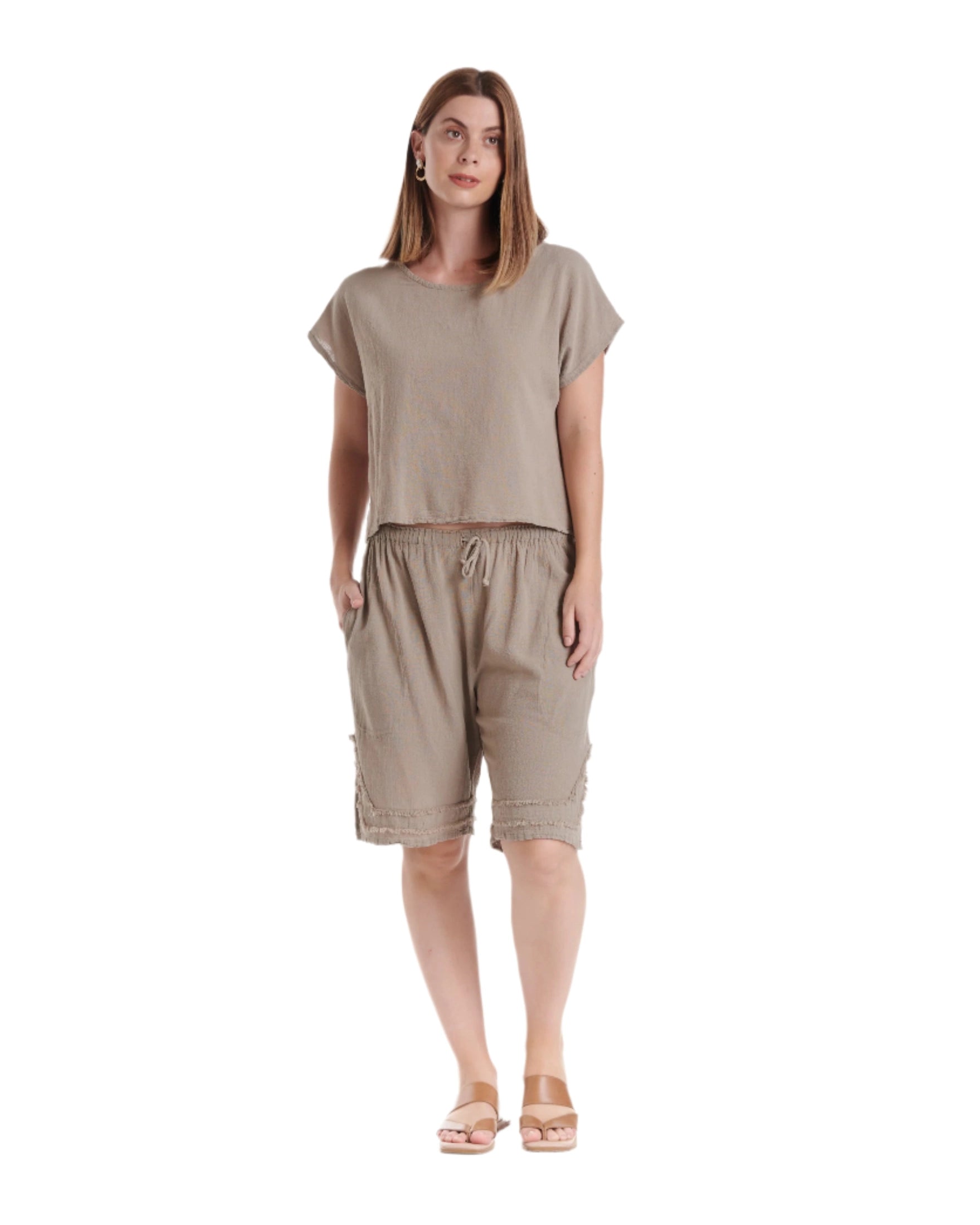 Bermuda Cotton Gauze Shorts-Oh My Gauze