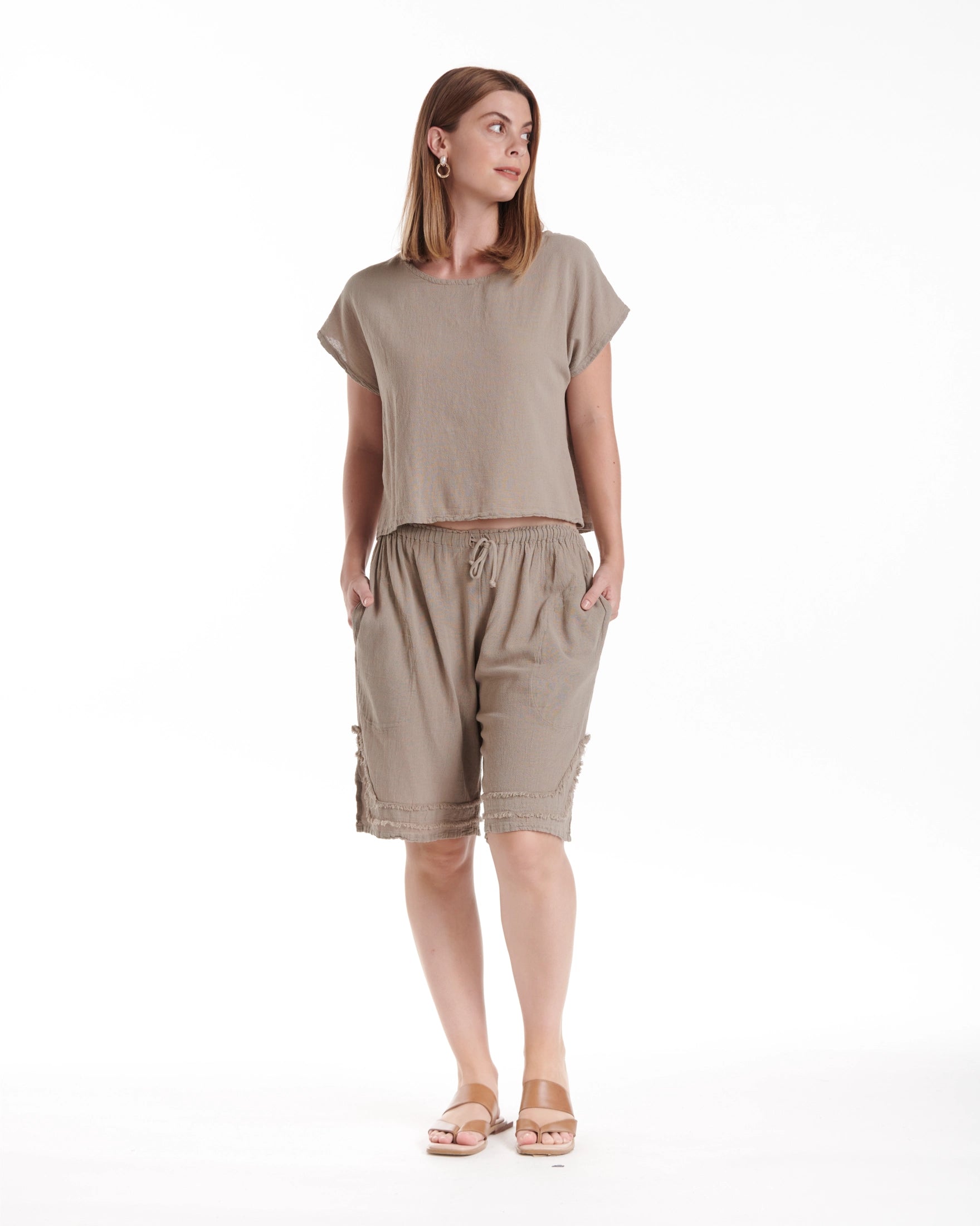 Bermuda Cotton Gauze Shorts-Oh My Gauze