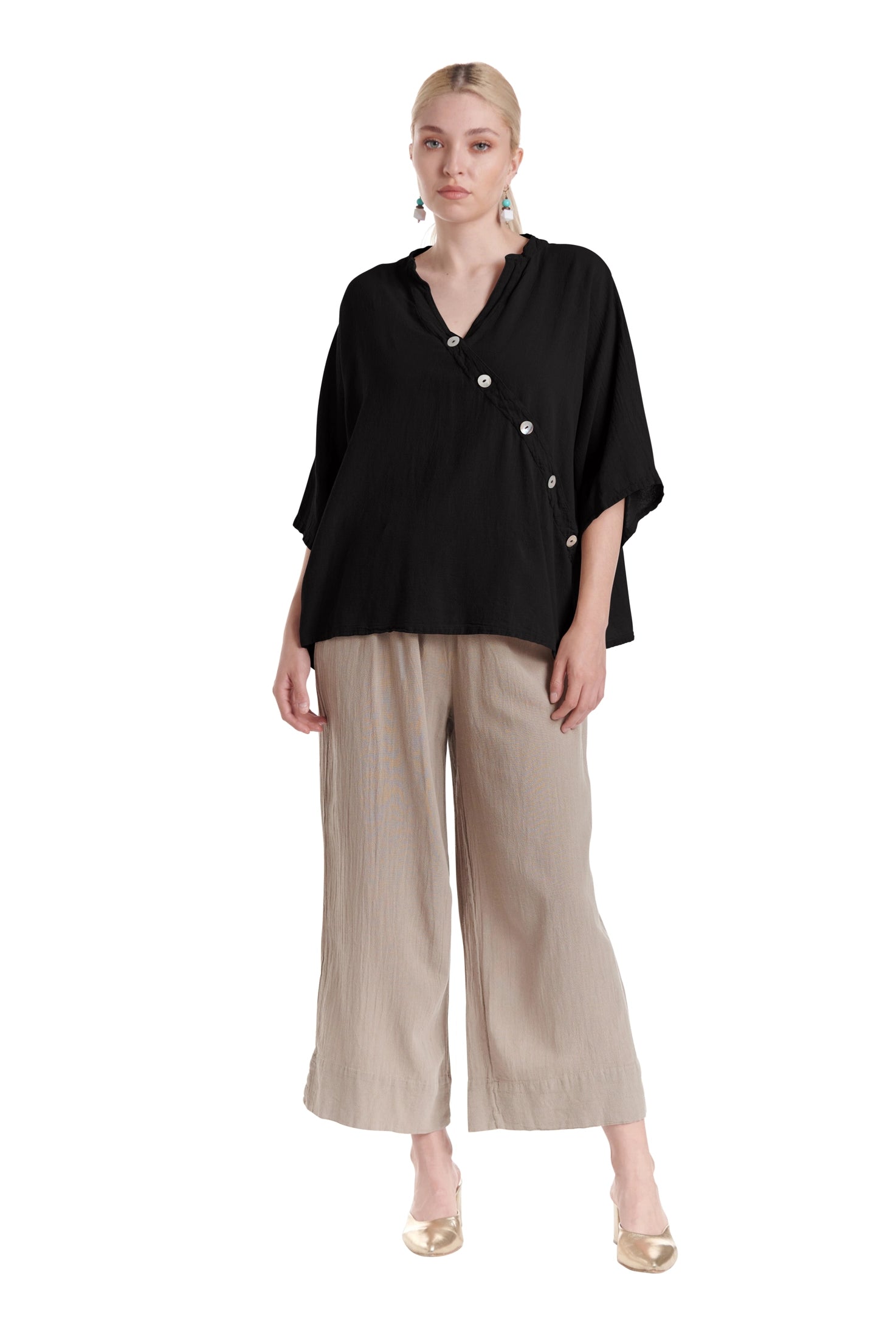 Button Cotton Gauze Blouse-Oh My Gauze