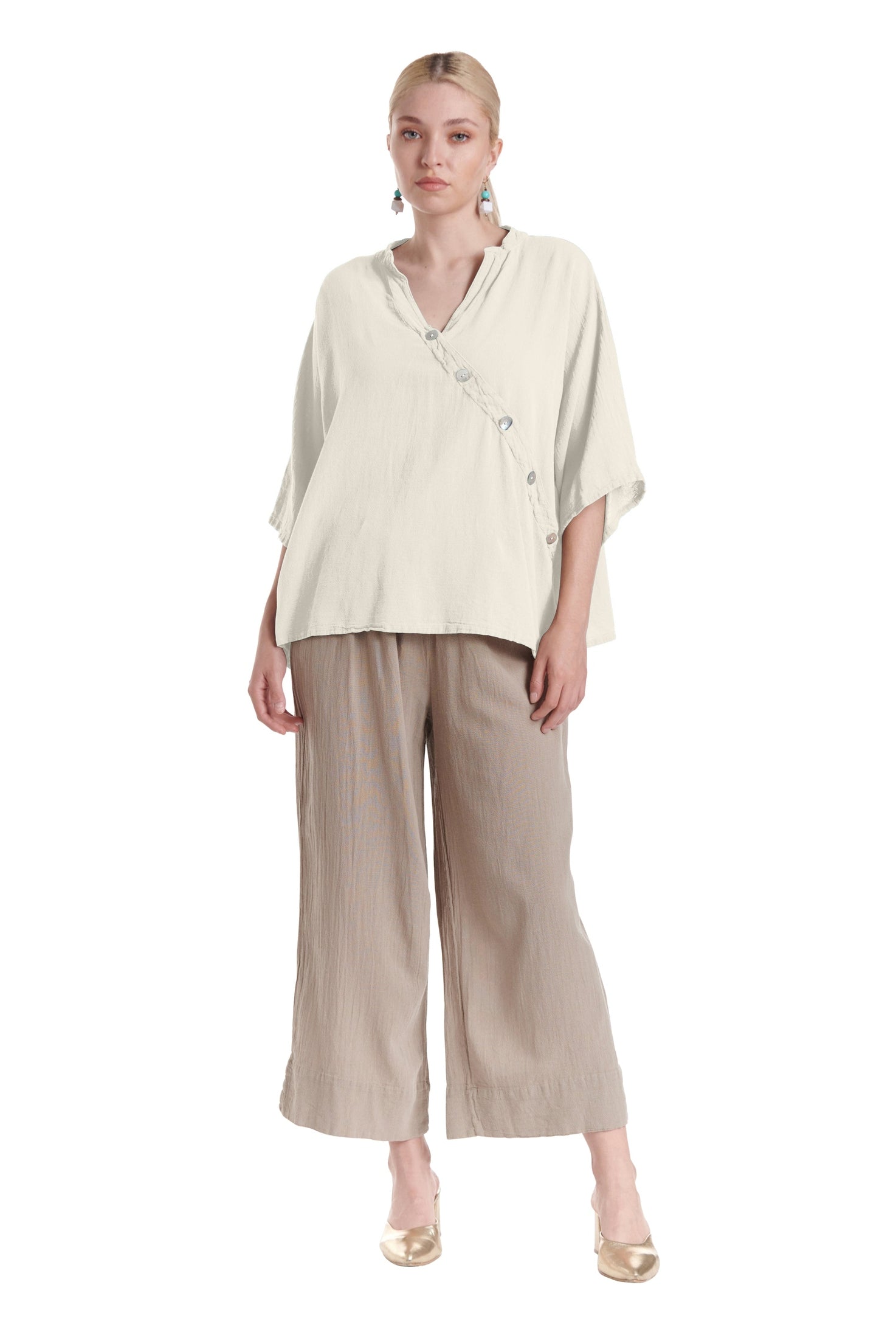 Button Cotton Gauze Blouse-Oh My Gauze