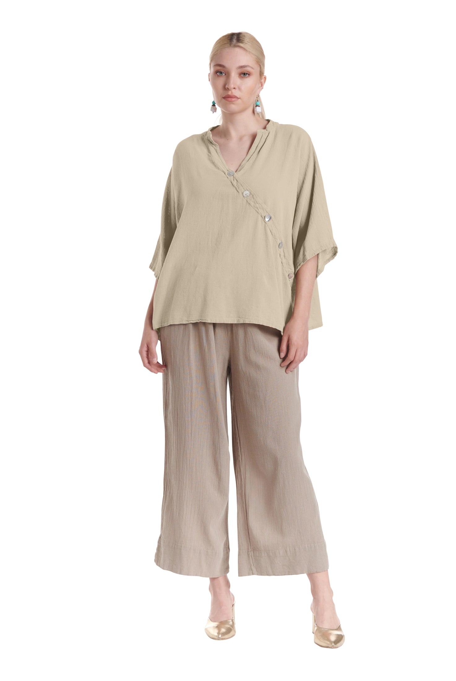 Button Cotton Gauze Blouse-Oh My Gauze