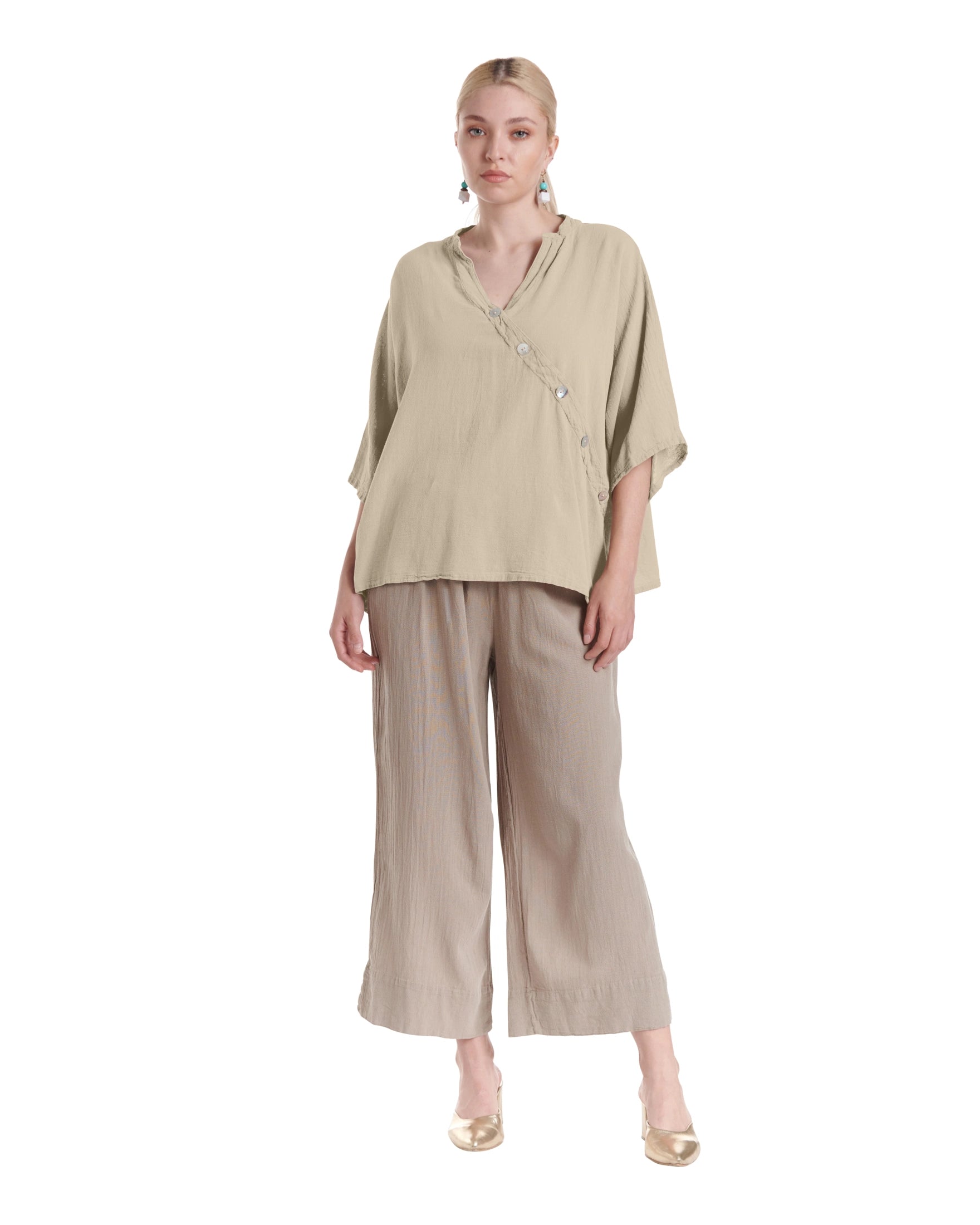 Button Cotton Gauze Blouse-Oh My Gauze