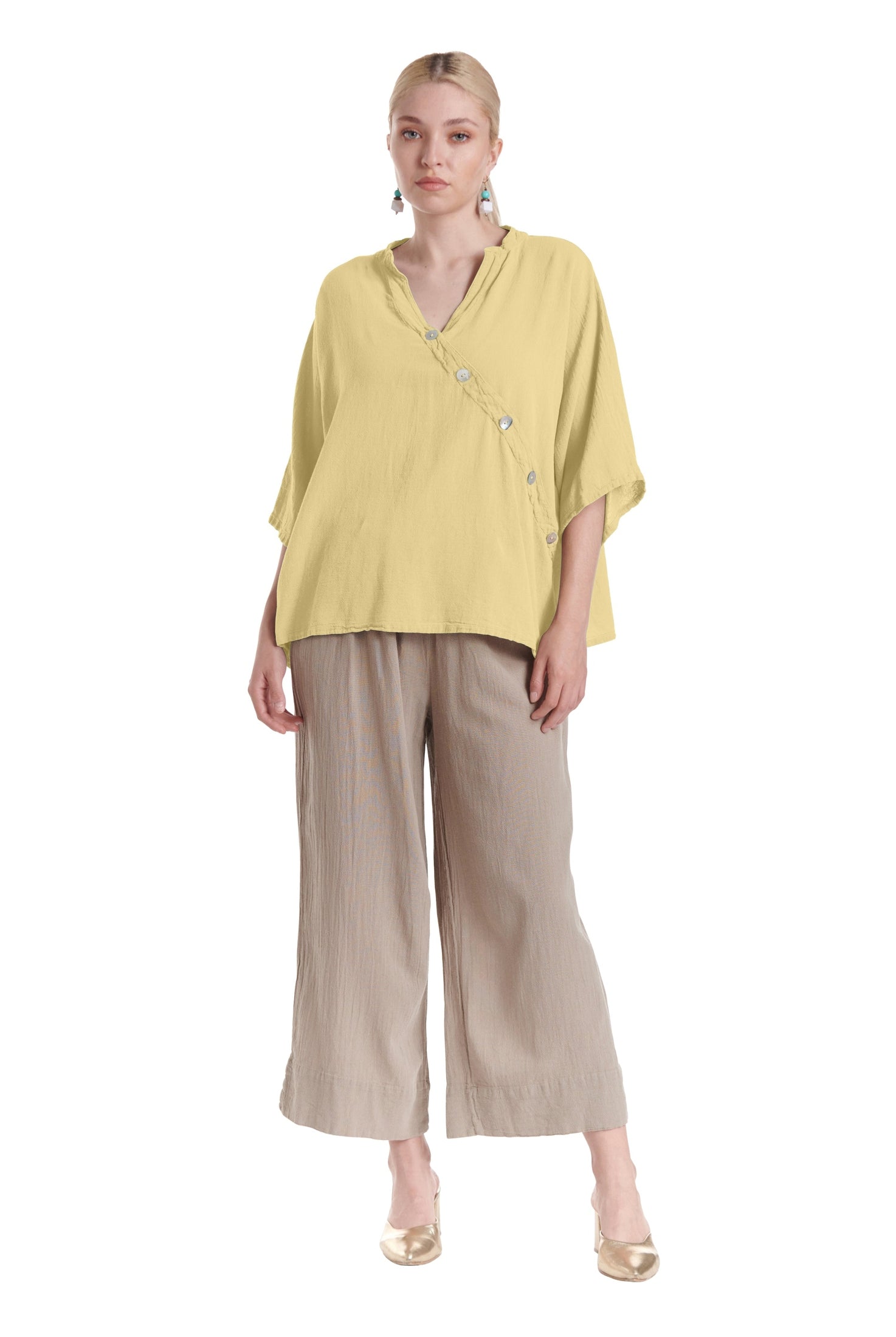 Button Cotton Gauze Blouse-Oh My Gauze