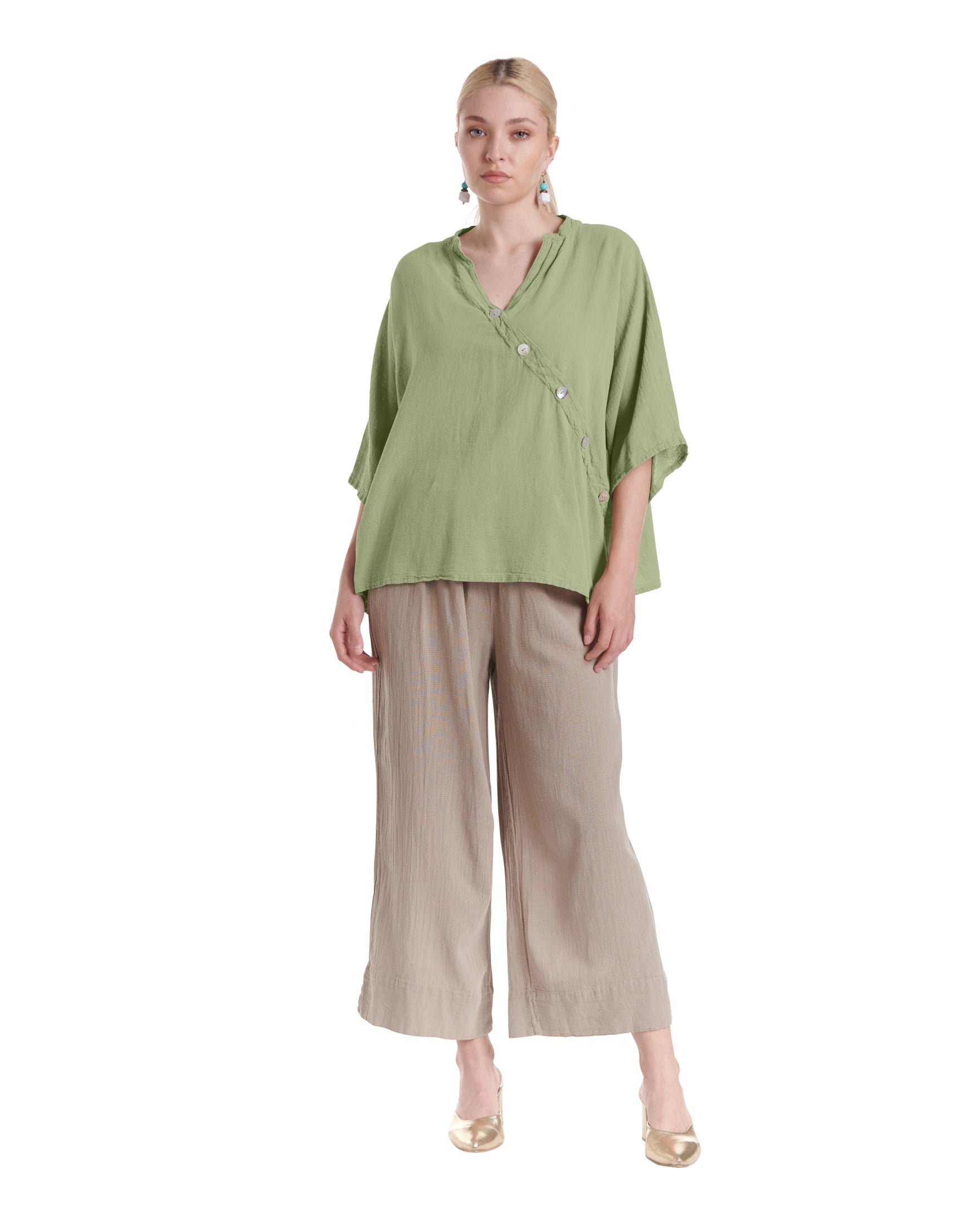 Button Cotton Gauze Blouse-Oh My Gauze