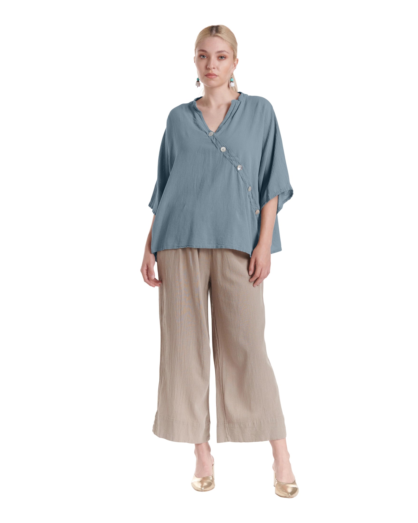 Button Cotton Gauze Blouse-Oh My Gauze