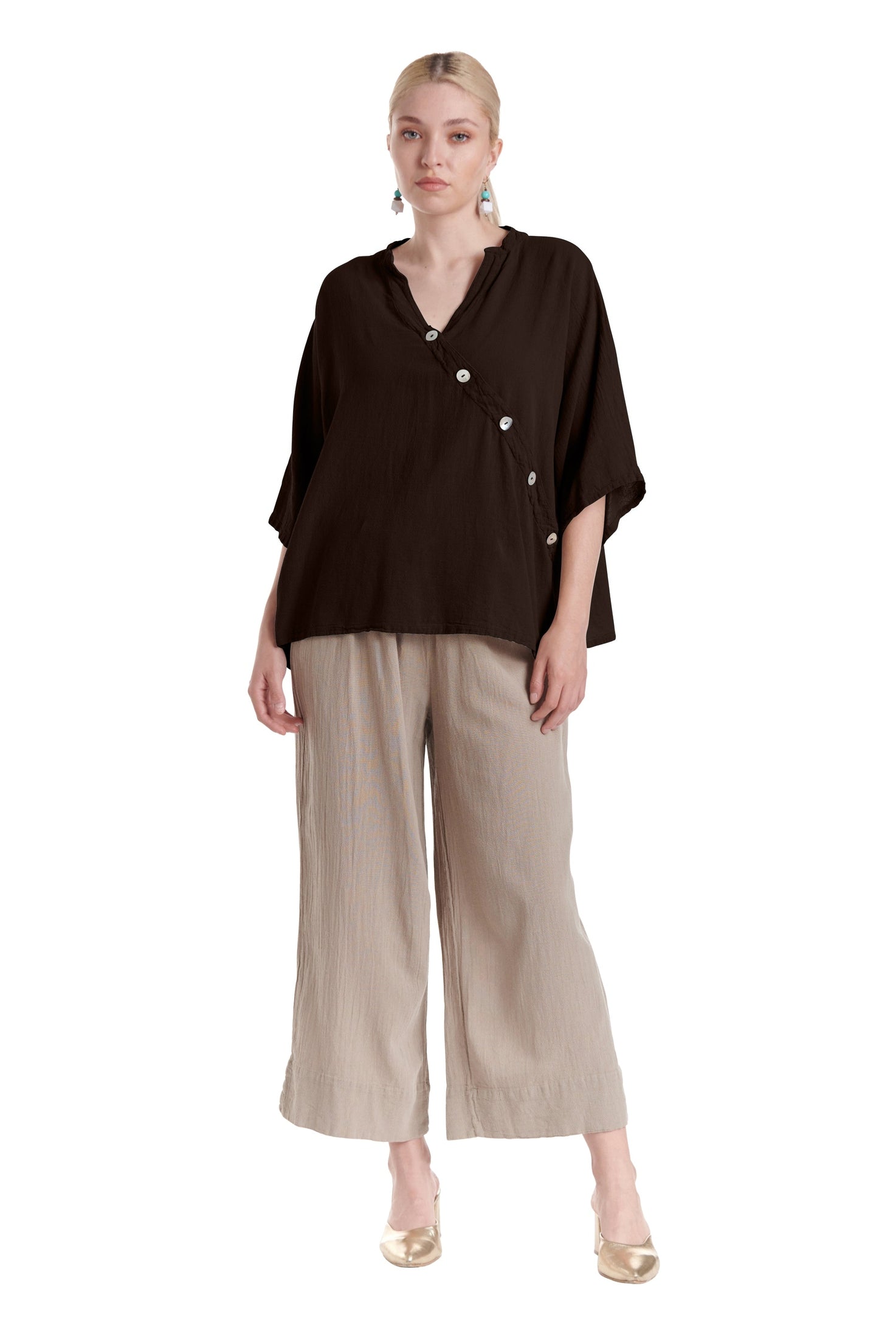 Button Cotton Gauze Blouse-Oh My Gauze