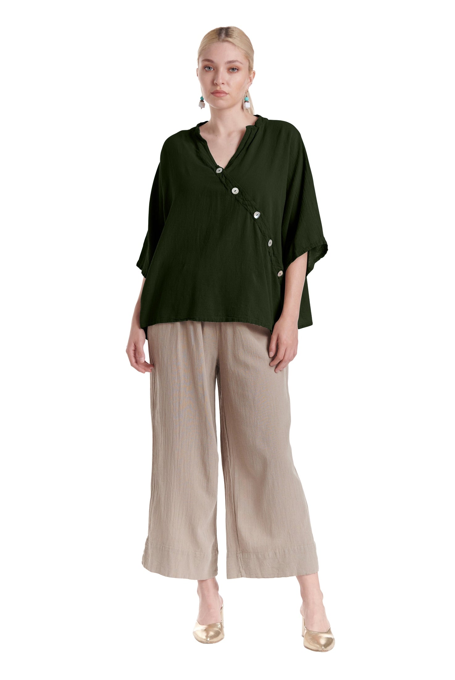 Button Cotton Gauze Blouse-Oh My Gauze
