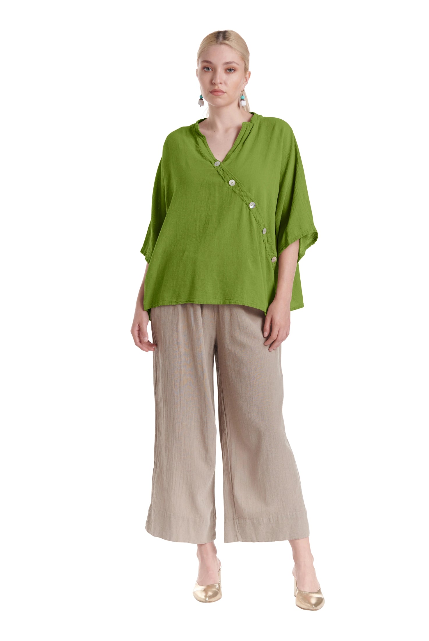 Button Cotton Gauze Blouse-Oh My Gauze