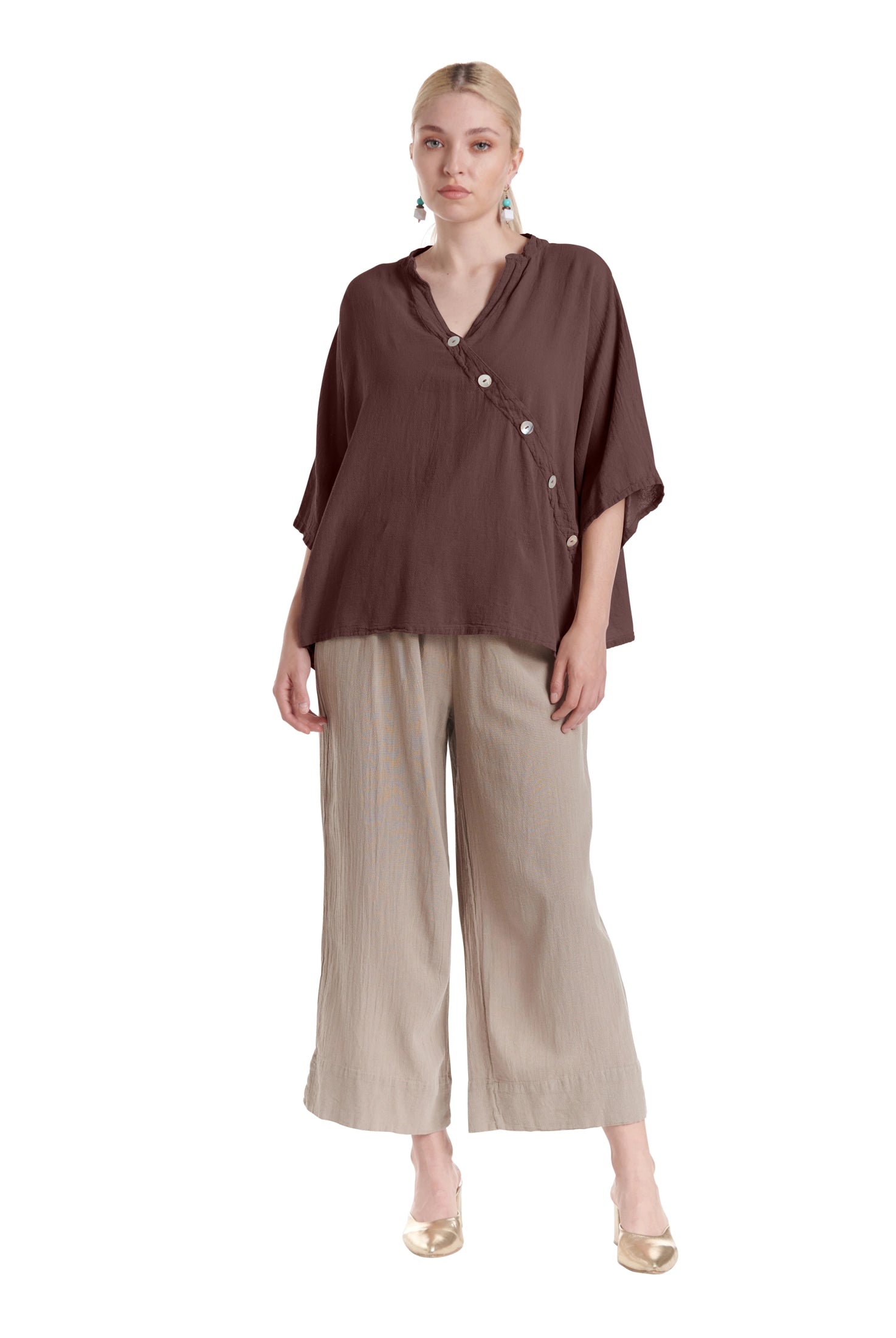 Button Cotton Gauze Blouse-Oh My Gauze