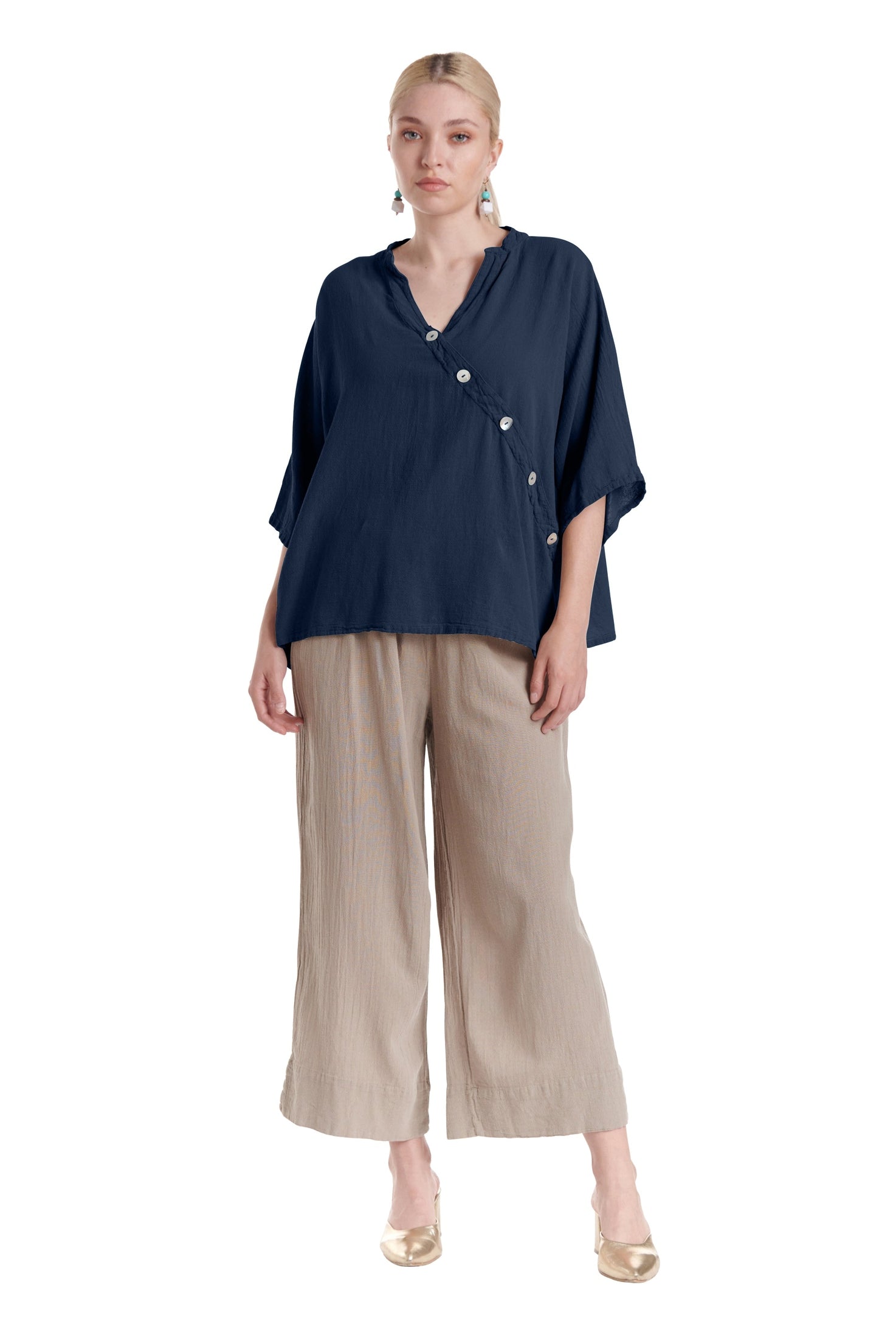 Button Cotton Gauze Blouse-Oh My Gauze