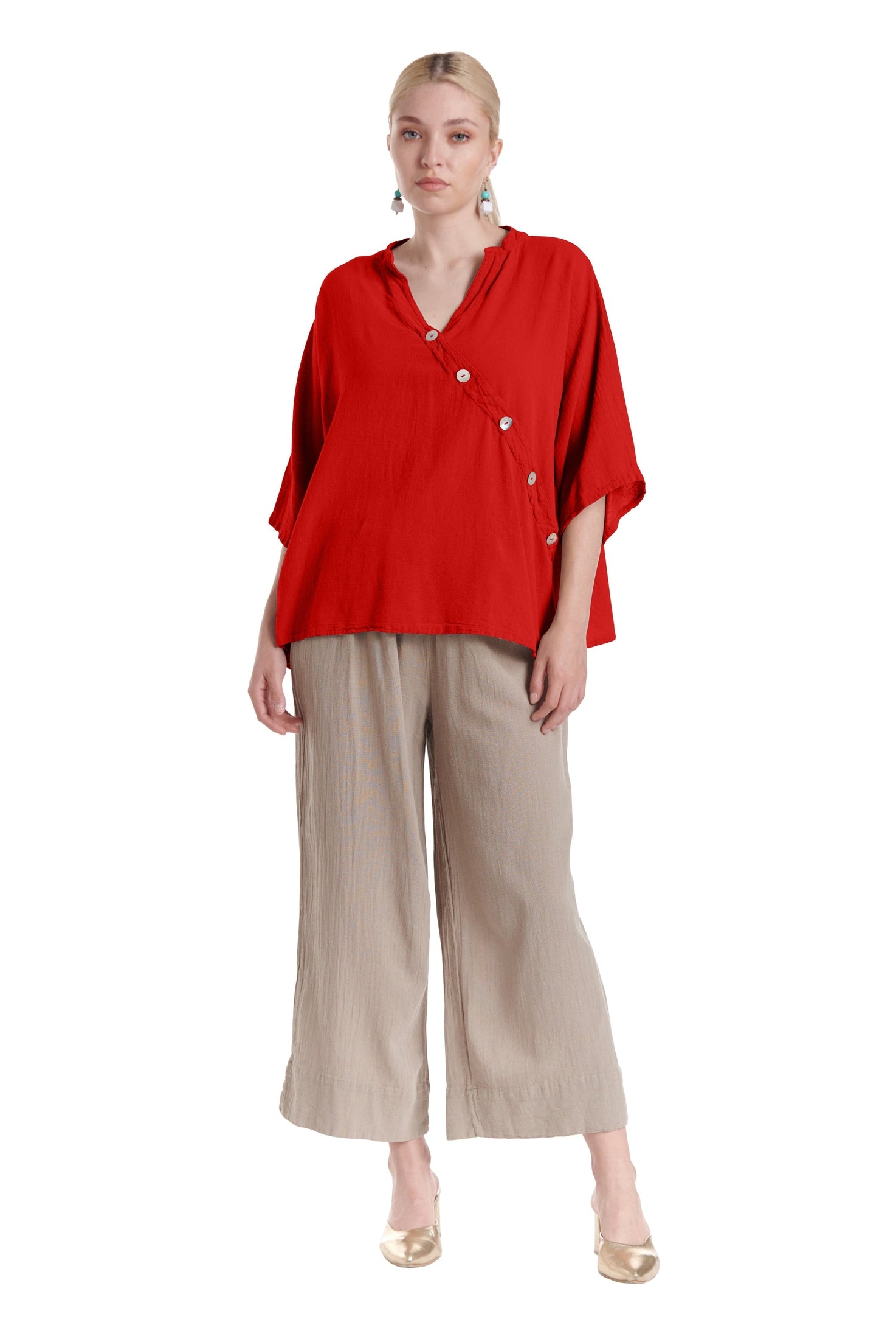 Button Cotton Gauze Blouse-Oh My Gauze