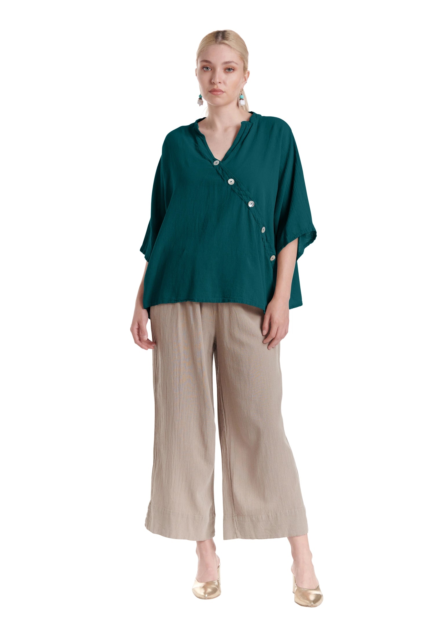 Button Cotton Gauze Blouse-Oh My Gauze