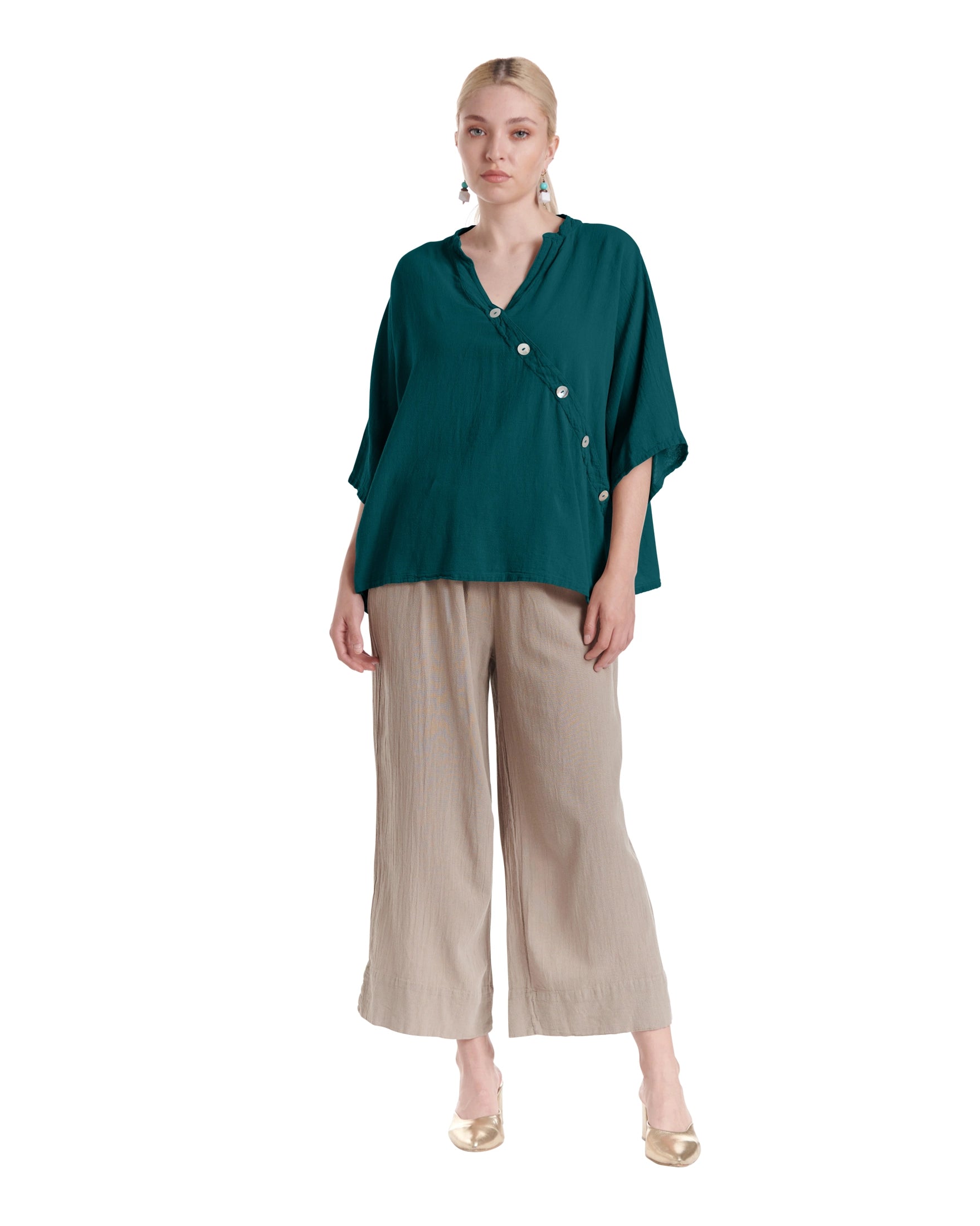 Button Cotton Gauze Blouse-Oh My Gauze