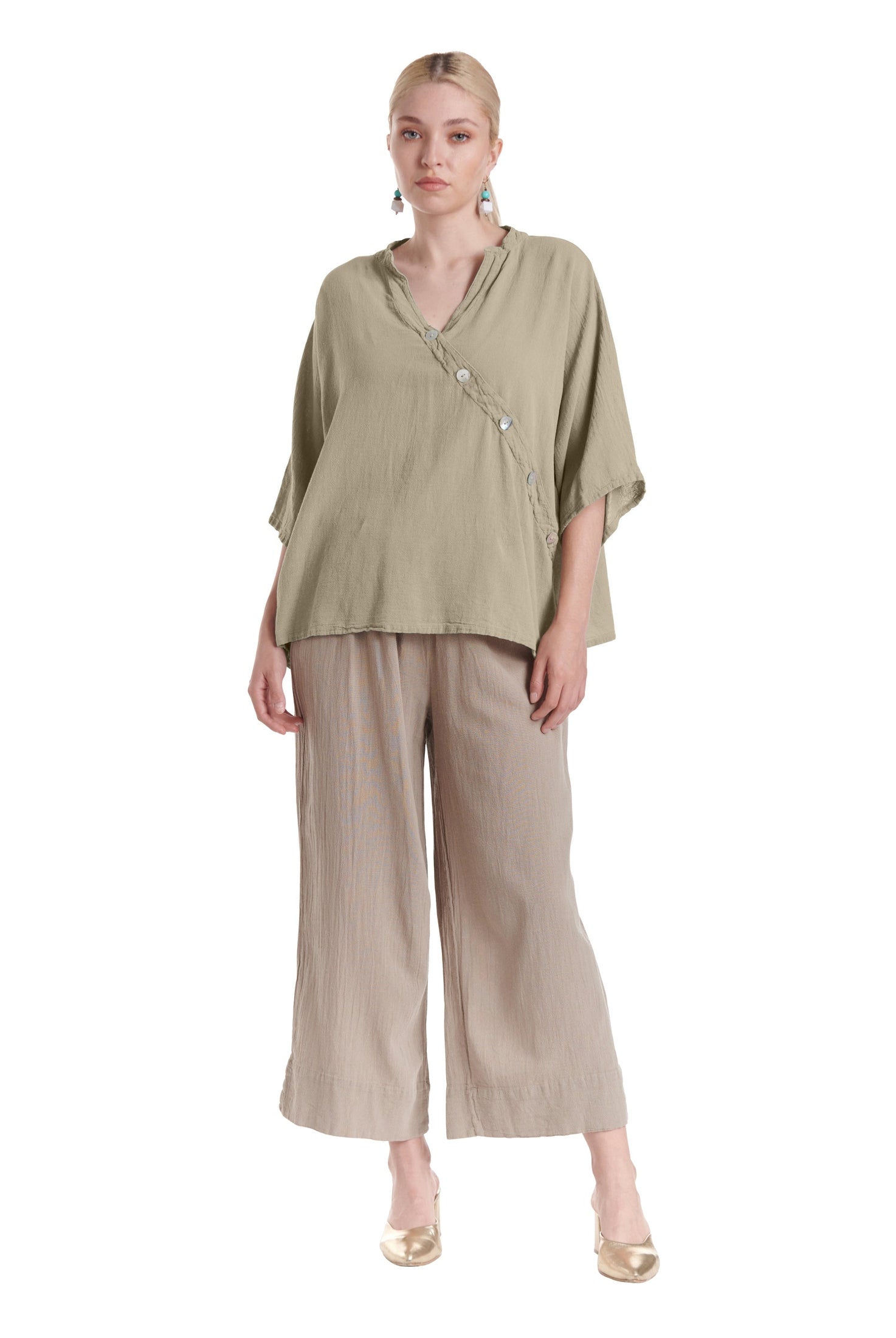 Button Cotton Gauze Blouse-Oh My Gauze