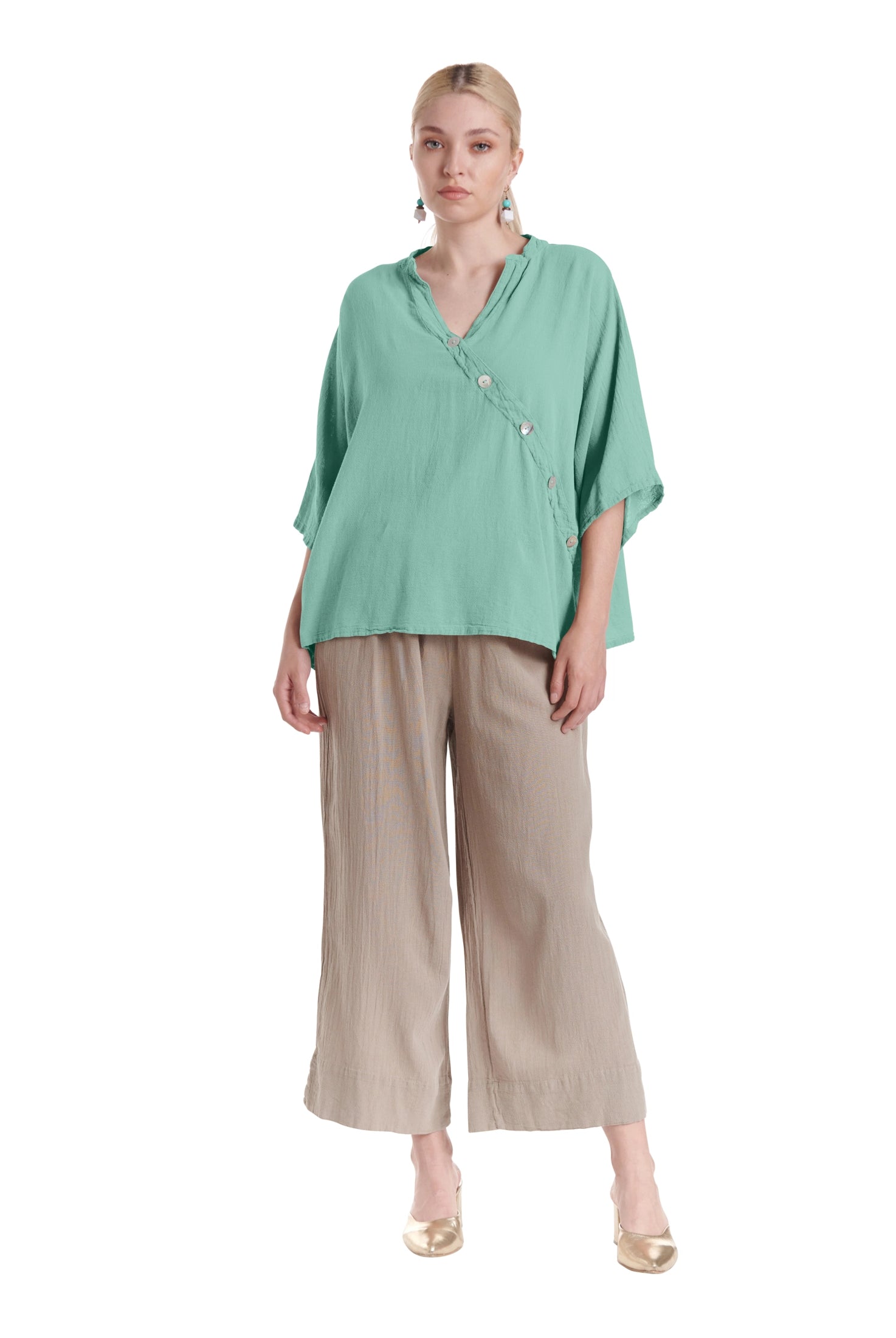Button Cotton Gauze Blouse-Oh My Gauze