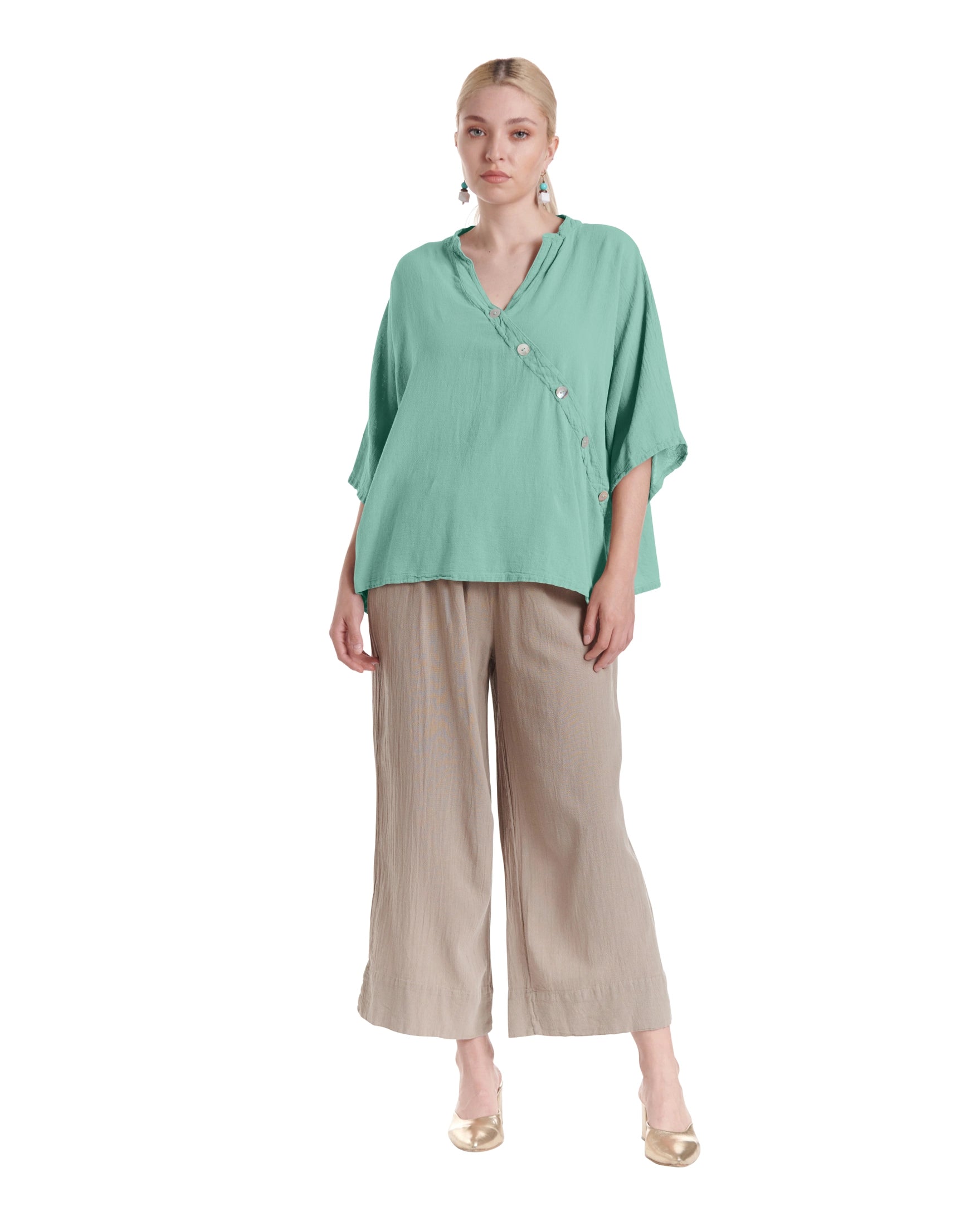 Button Cotton Gauze Blouse-Oh My Gauze