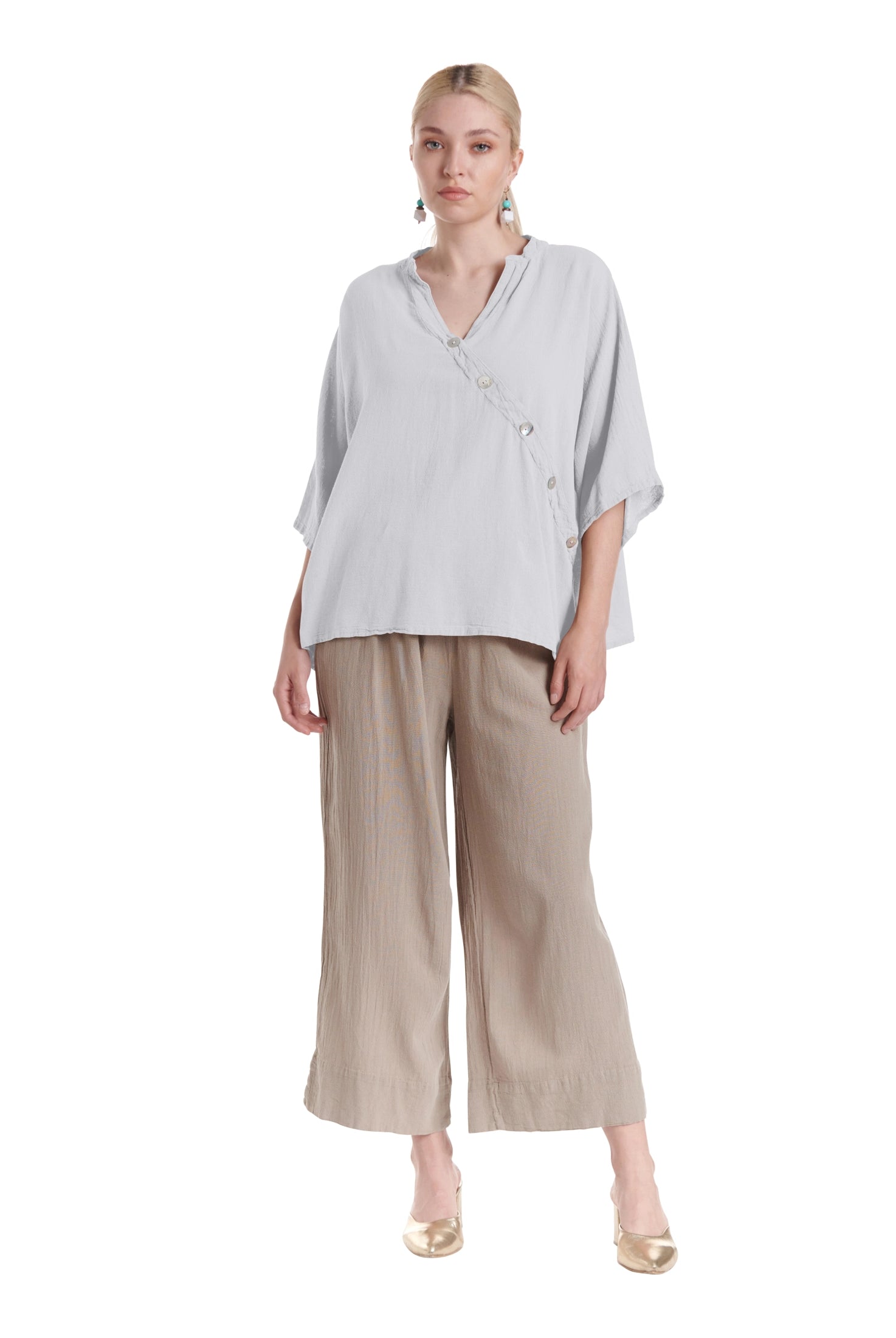 Button Cotton Gauze Blouse-Oh My Gauze