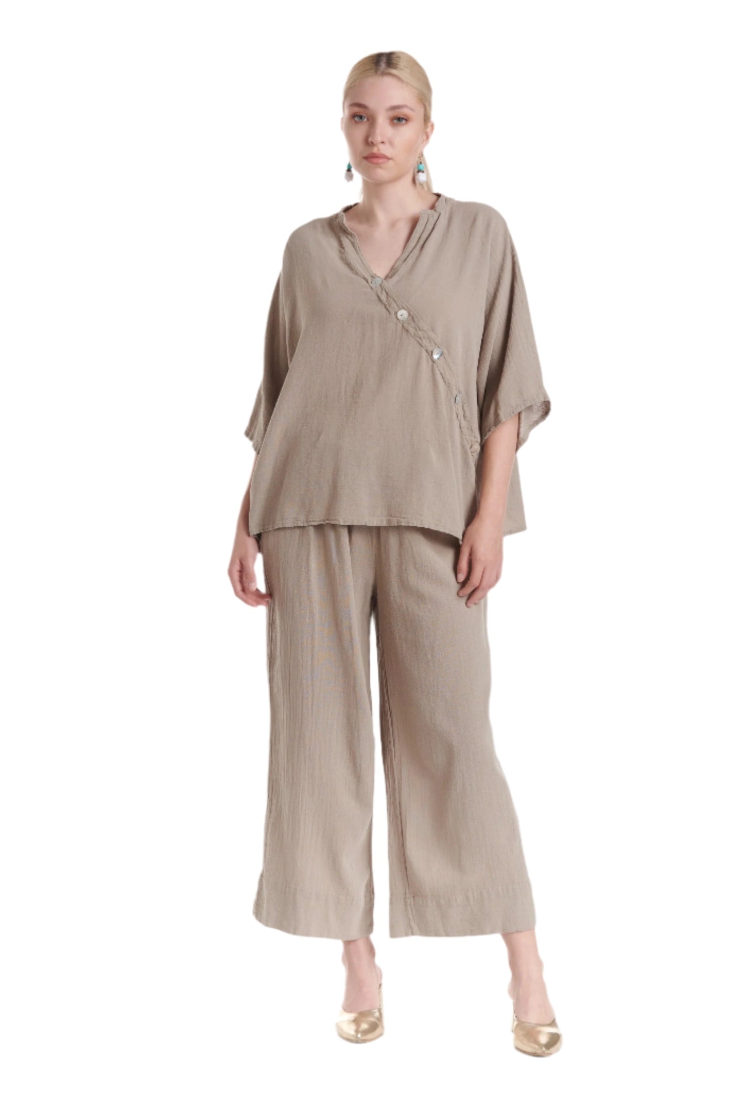 Button Cotton Gauze Blouse-Oh My Gauze