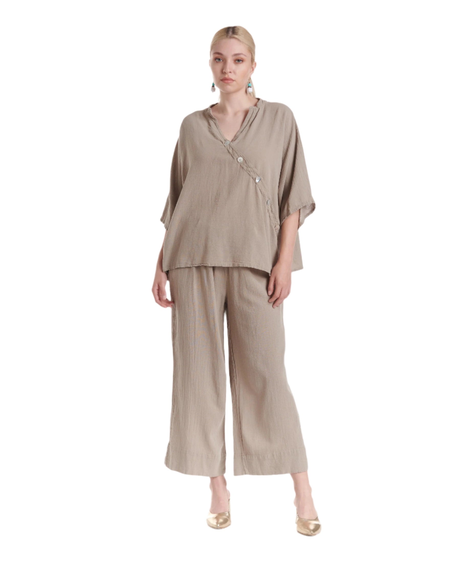 Button Cotton Gauze Blouse-Oh My Gauze