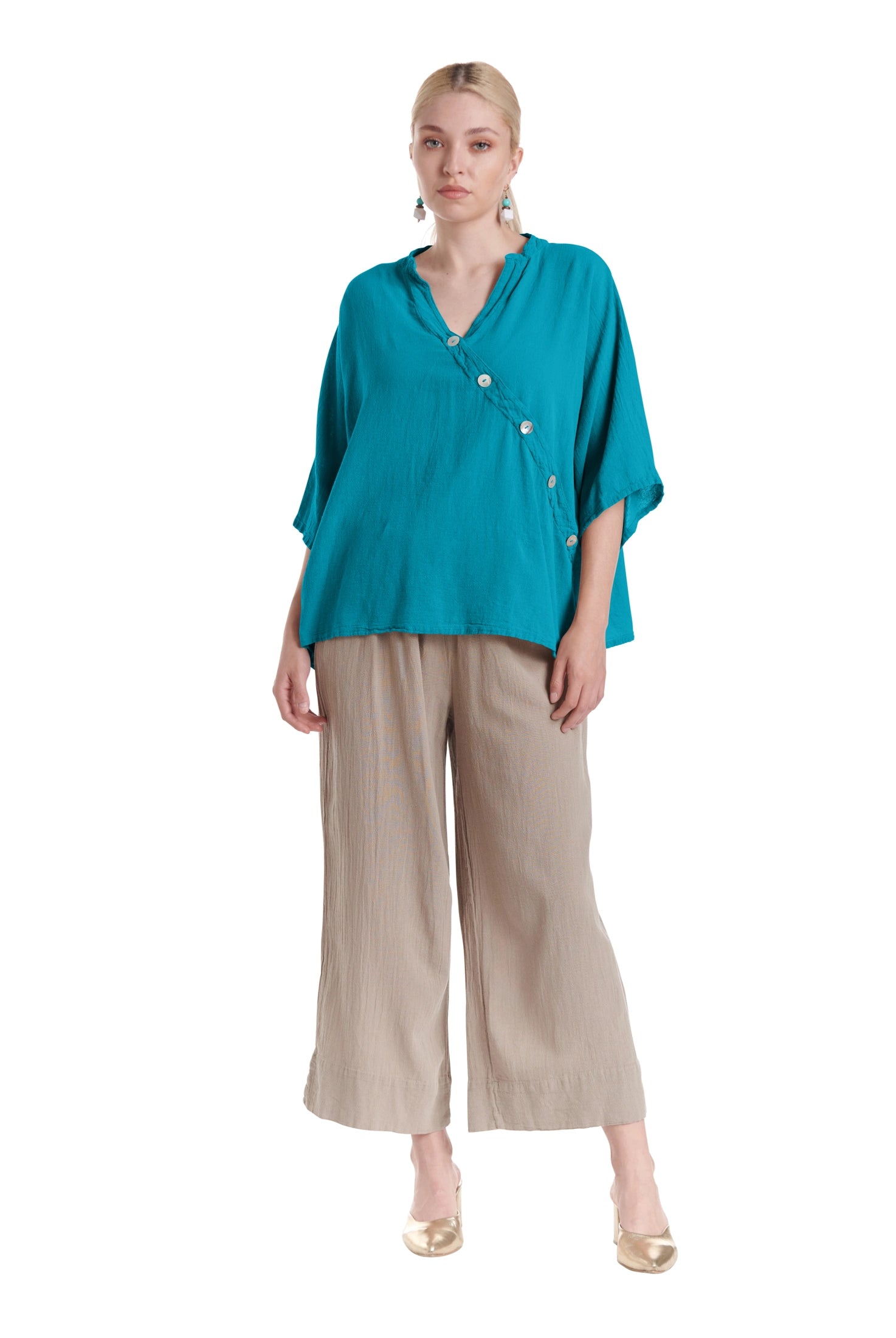 Button Cotton Gauze Blouse-Oh My Gauze