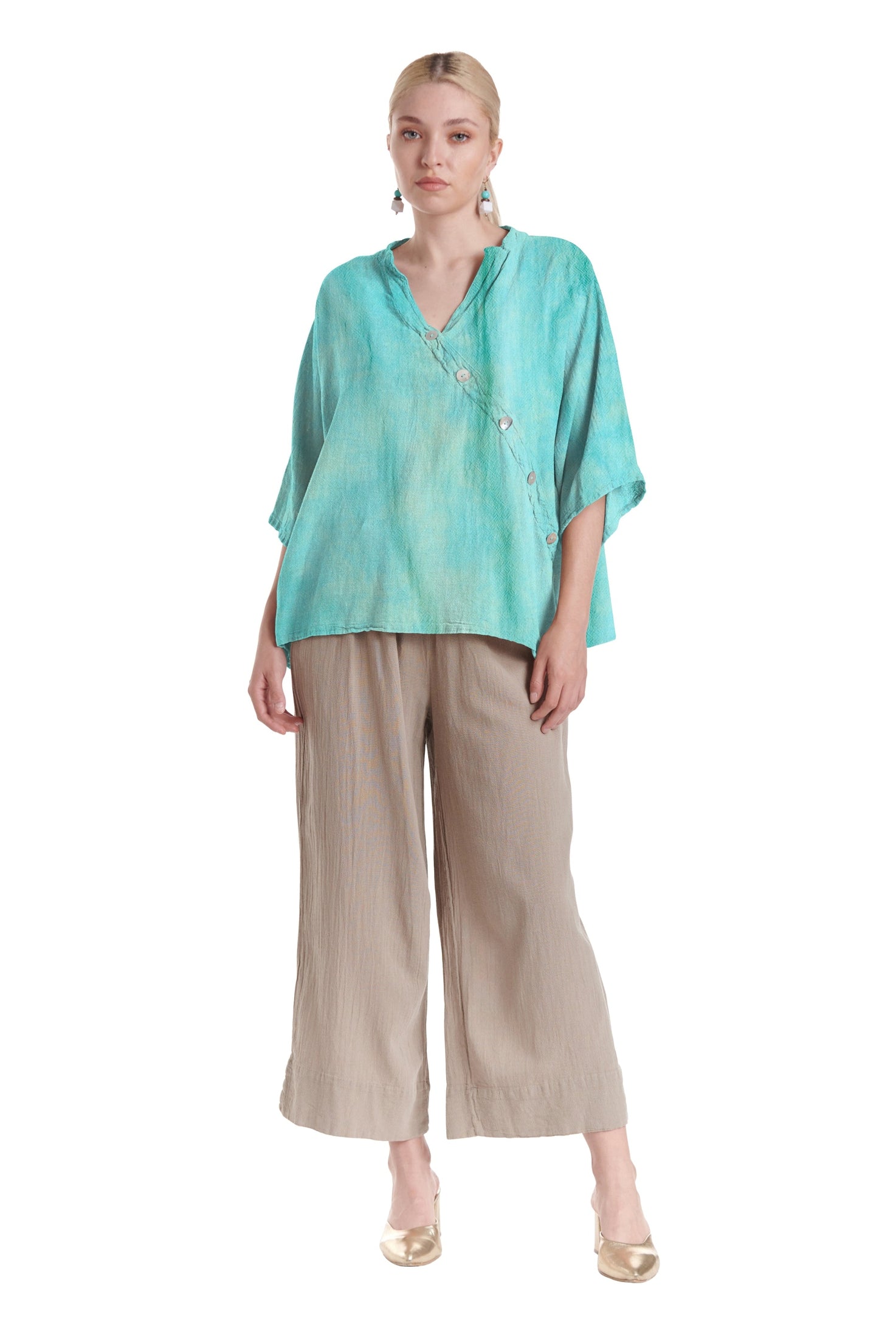 Button Cotton Gauze Blouse-Oh My Gauze