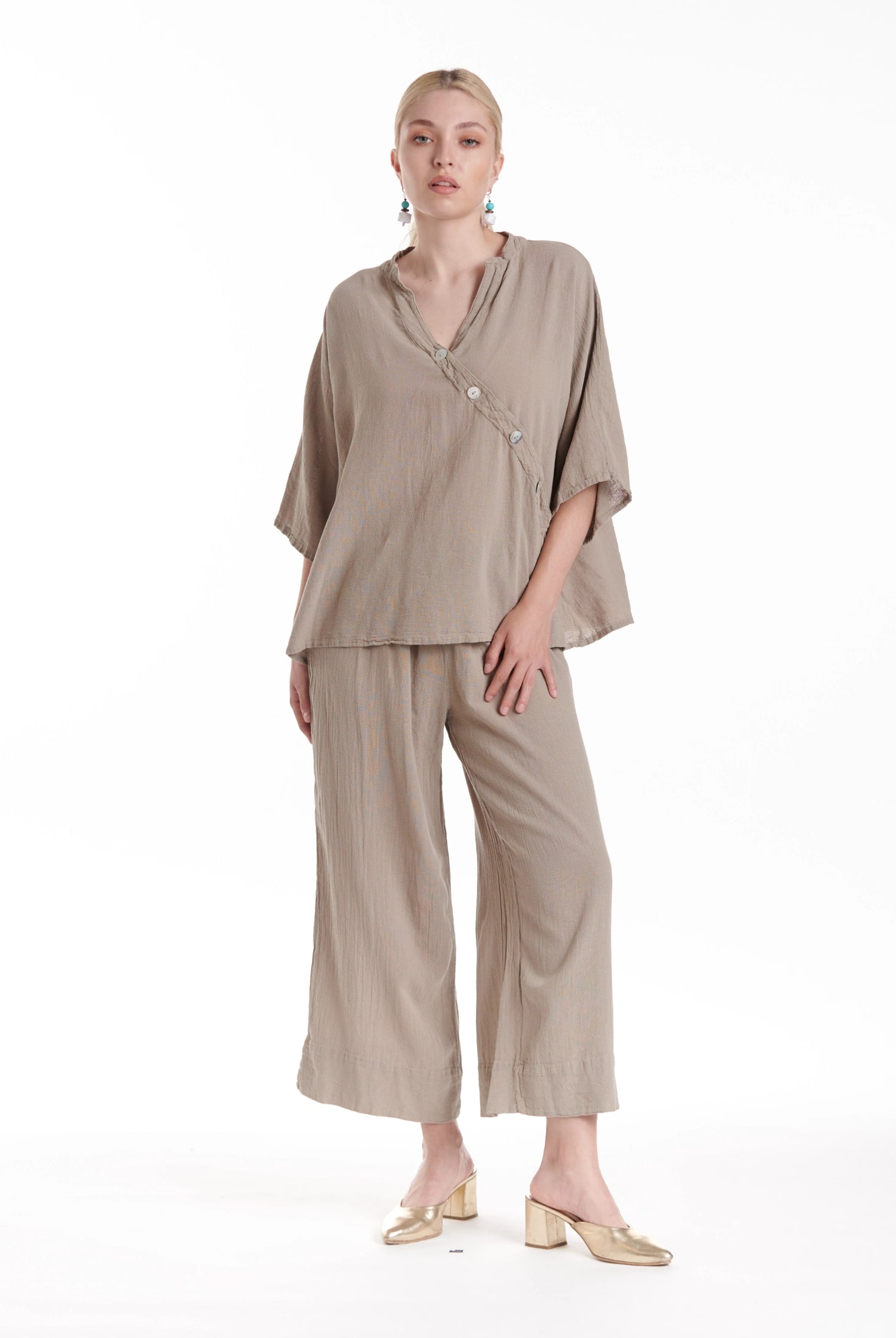 Button Cotton Gauze Blouse-Oh My Gauze