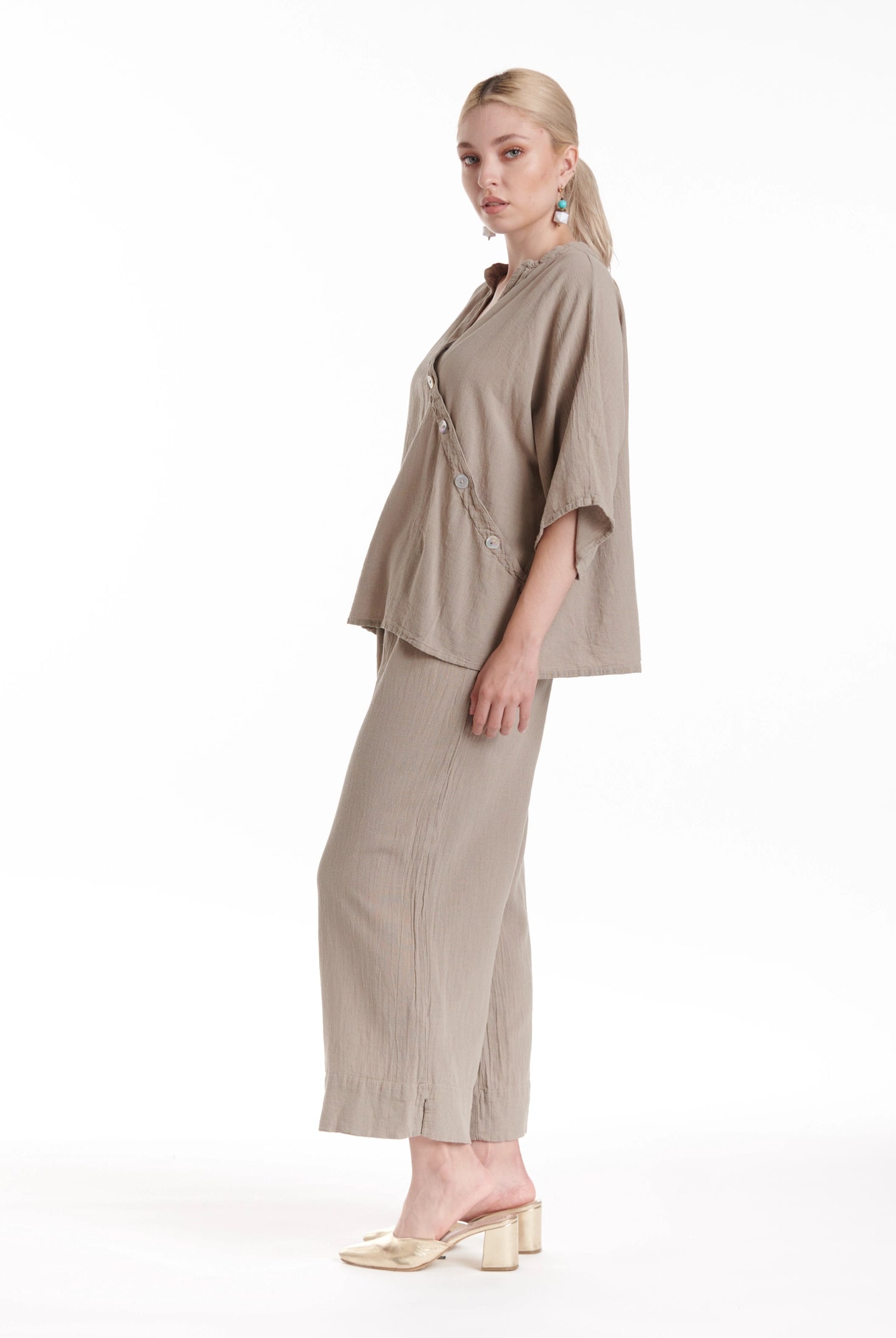 Button Cotton Gauze Blouse-Oh My Gauze