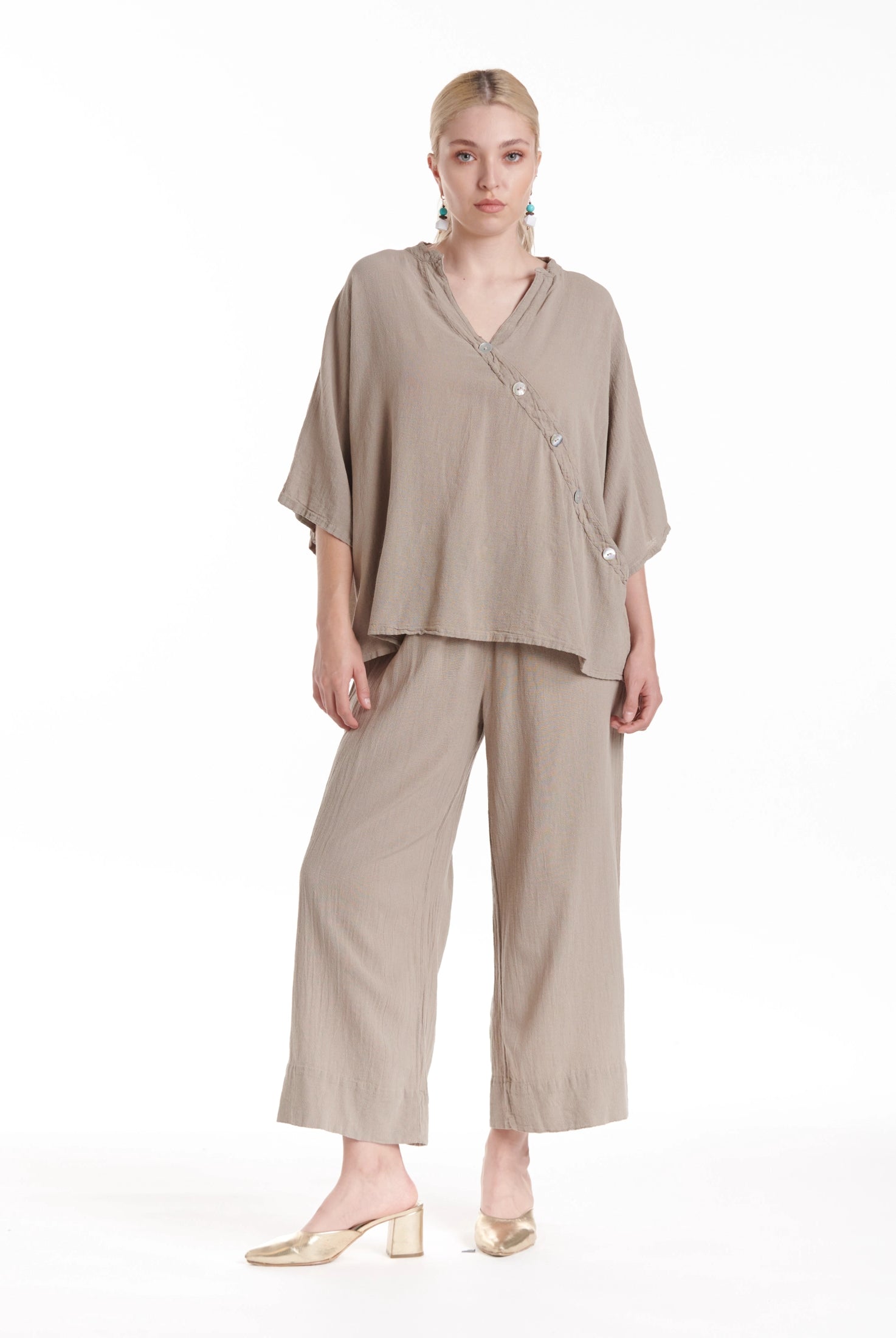 Button Cotton Gauze Blouse-Oh My Gauze