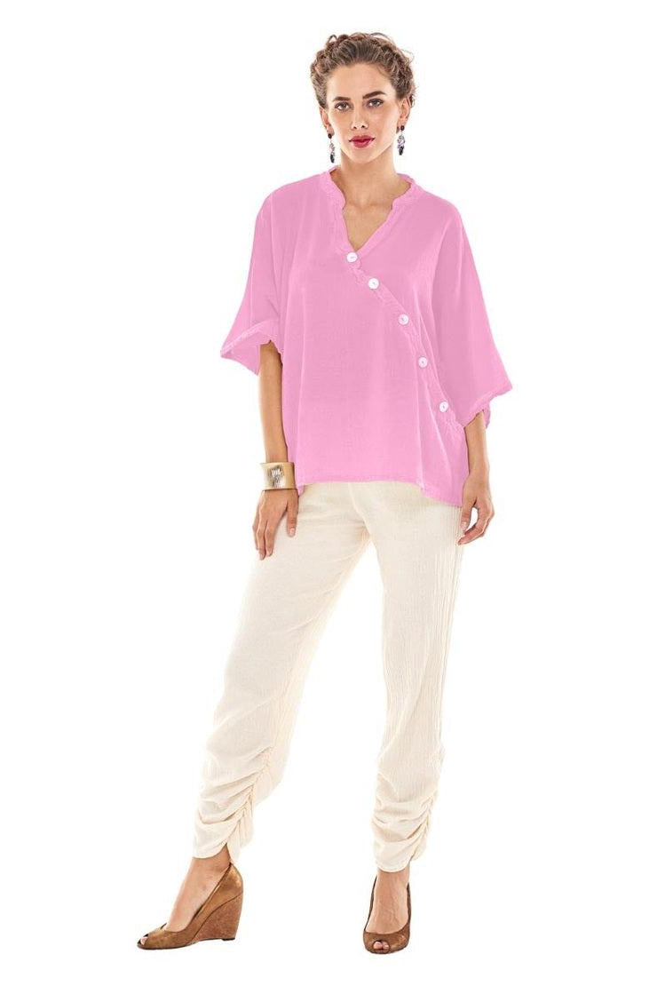 Button Cotton Gauze Blouse-Oh My Gauze