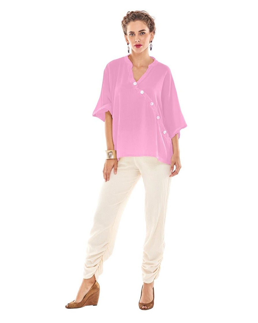 Button Cotton Gauze Blouse-Oh My Gauze