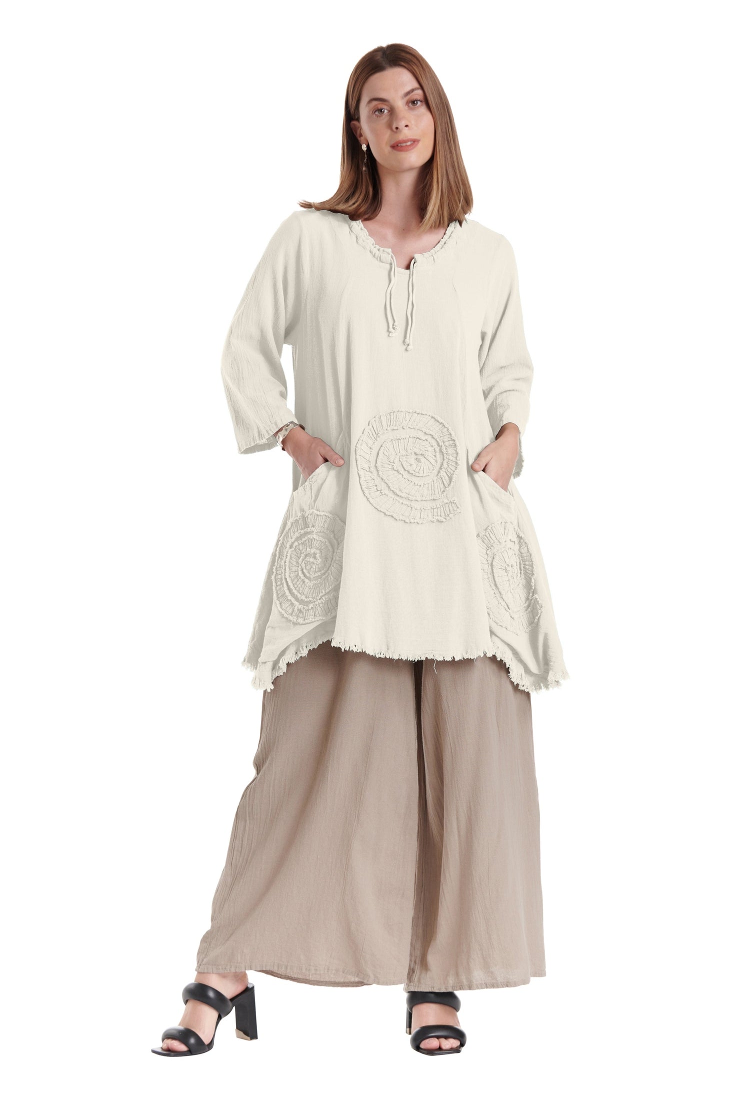 Circle Cotton Gauze Blouse-Oh My Gauze