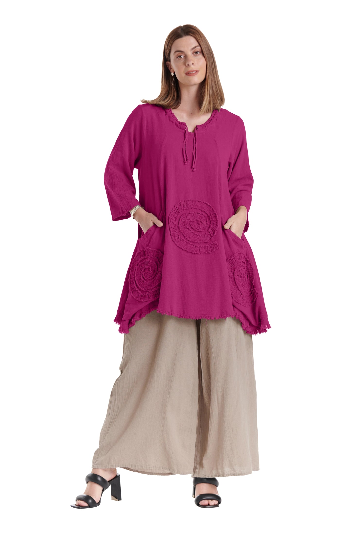 Circle Cotton Gauze Blouse-Oh My Gauze