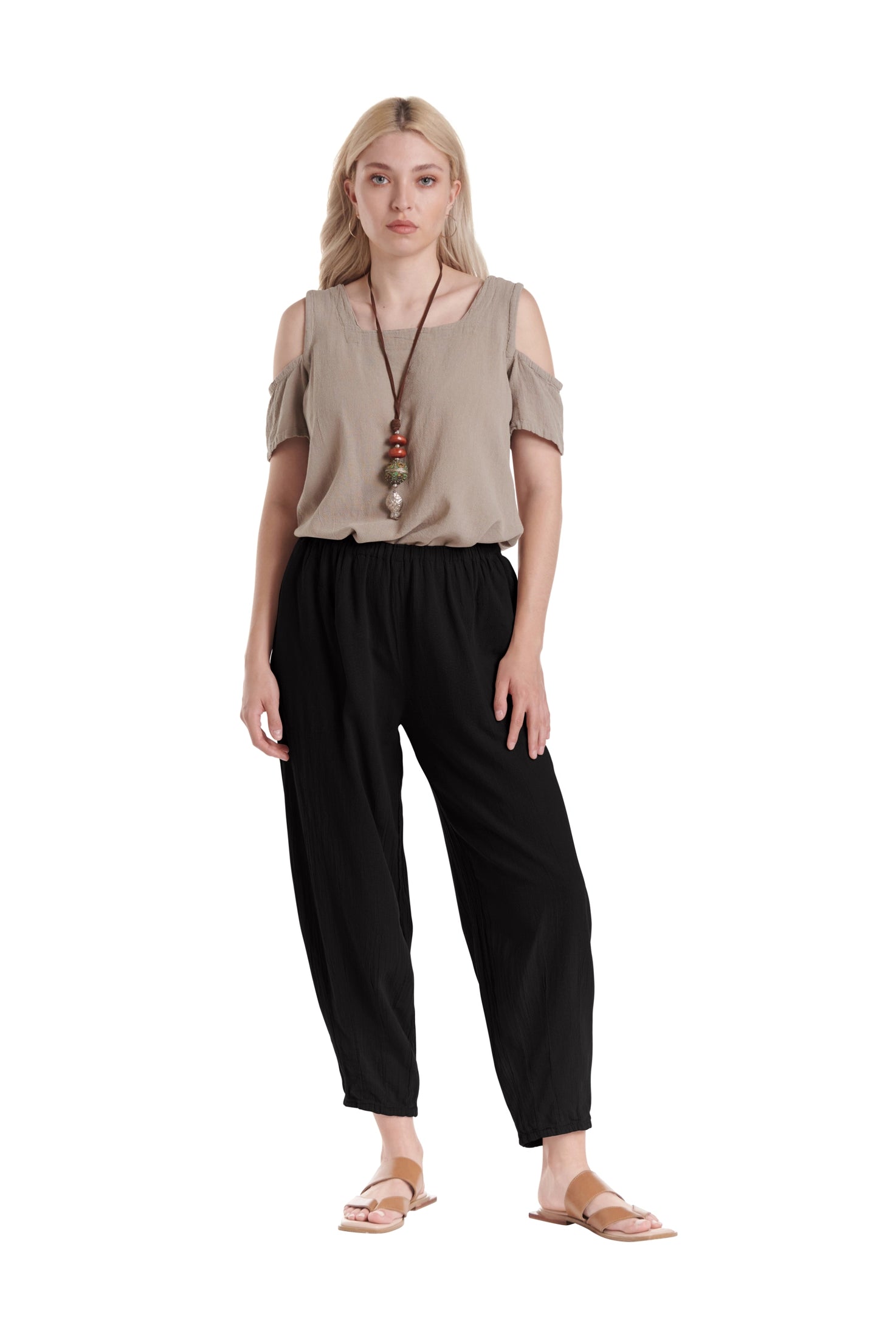 Dart Cotton Gauze Pants-Oh My Gauze