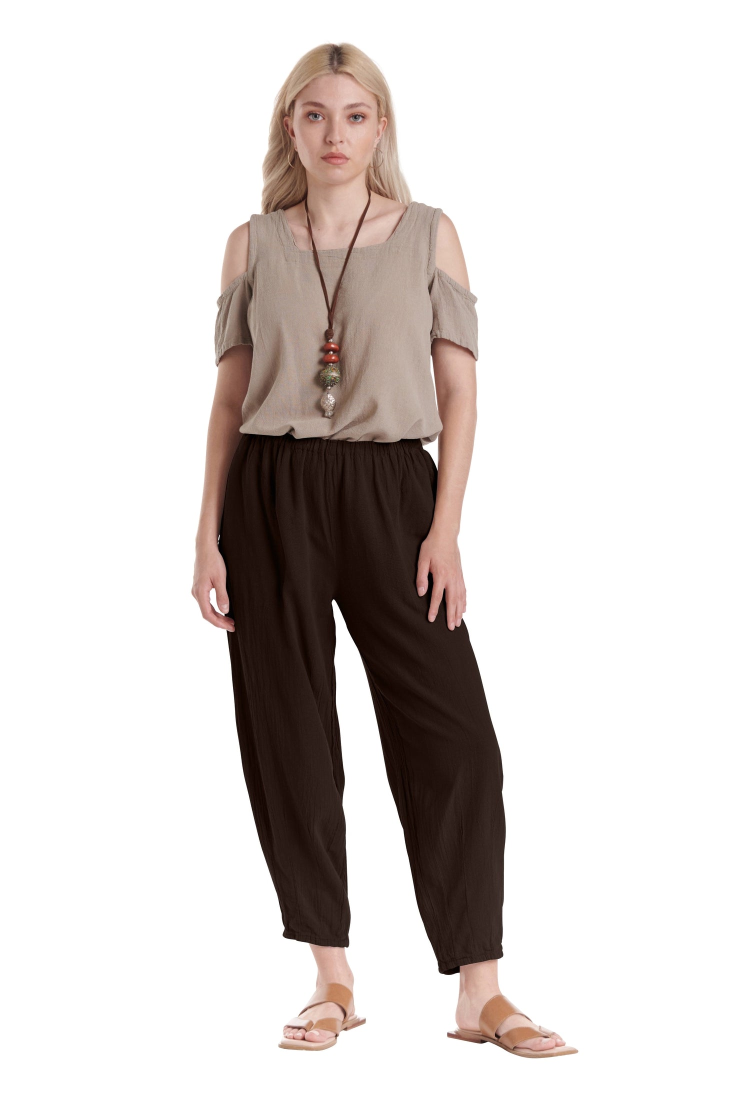 Dart Cotton Gauze Pants-Oh My Gauze