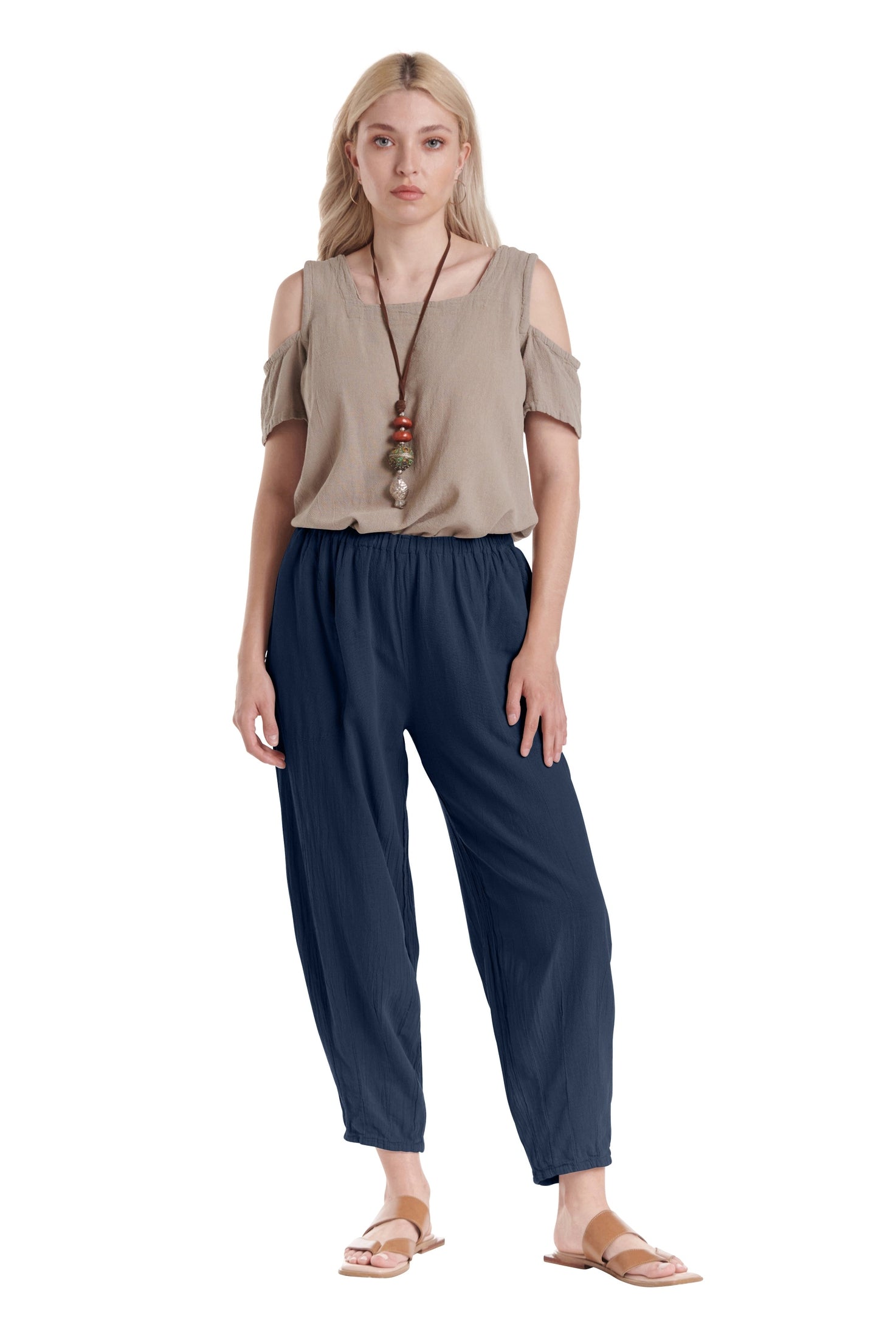 Dart Cotton Gauze Pants-Oh My Gauze