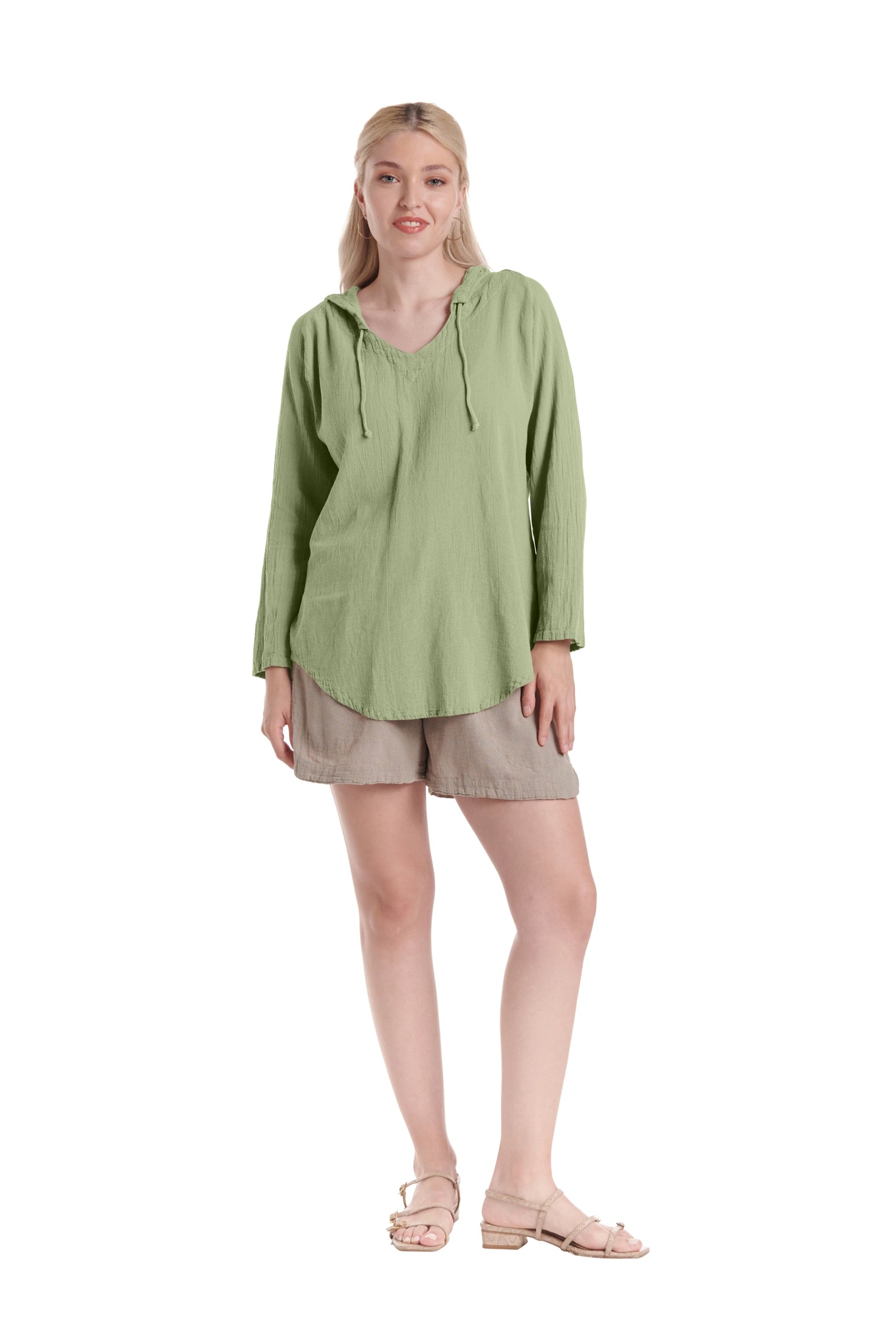 Hoodie Cotton Gauze Blouse-Oh My Gauze