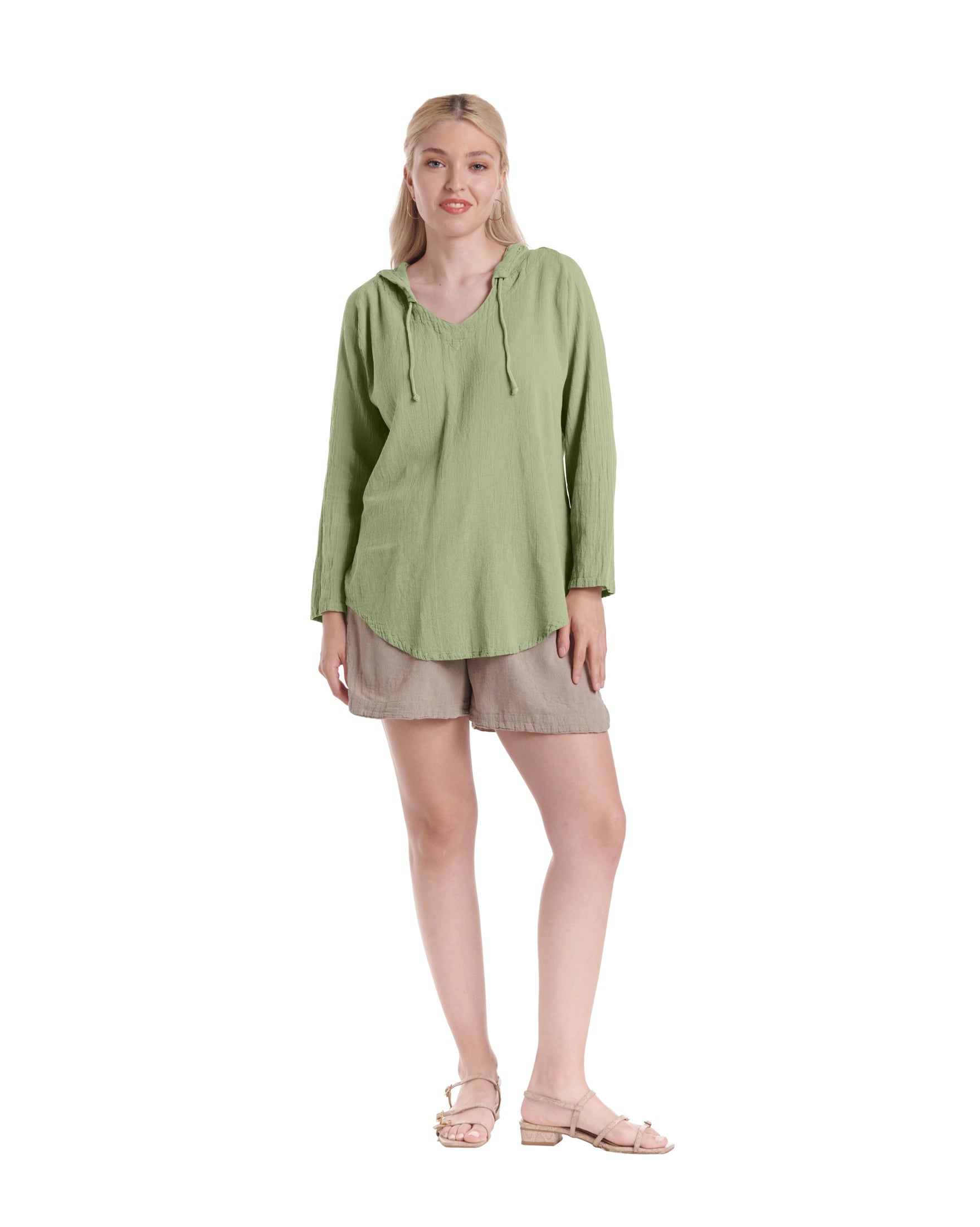 Hoodie Cotton Gauze Blouse-Oh My Gauze