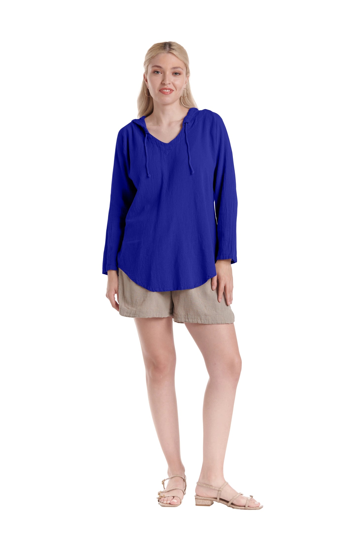 Hoodie Cotton Gauze Blouse-Oh My Gauze
