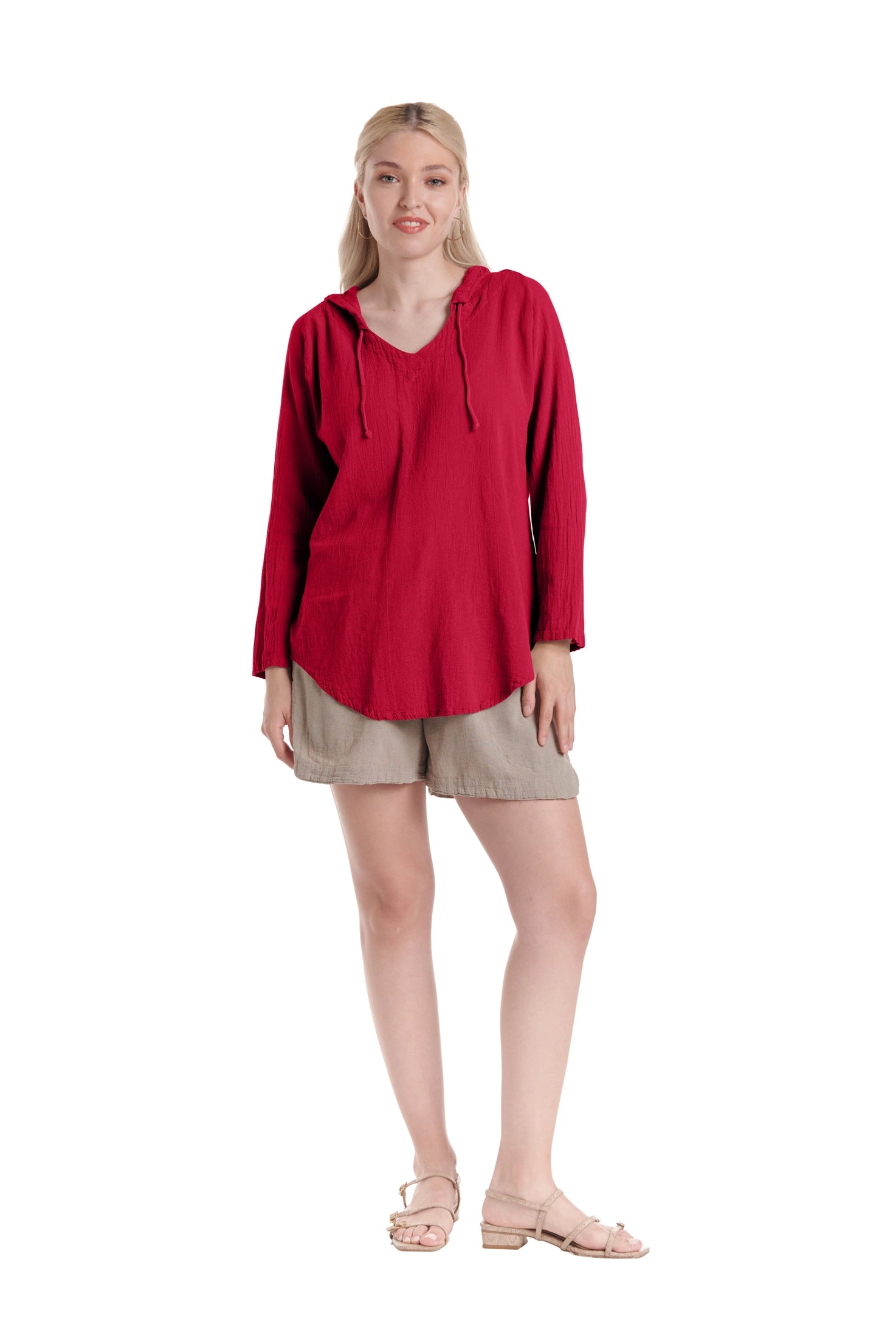 Hoodie Cotton Gauze Blouse-Oh My Gauze